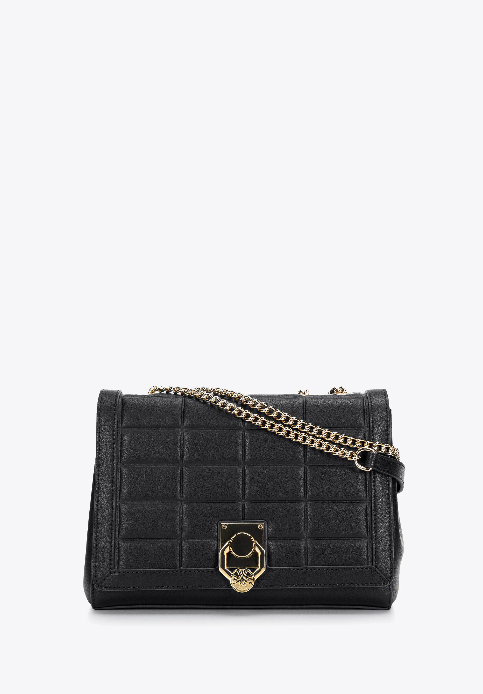 Damska listonoszka skórzana z ozdobną klamrą na łańcuszku