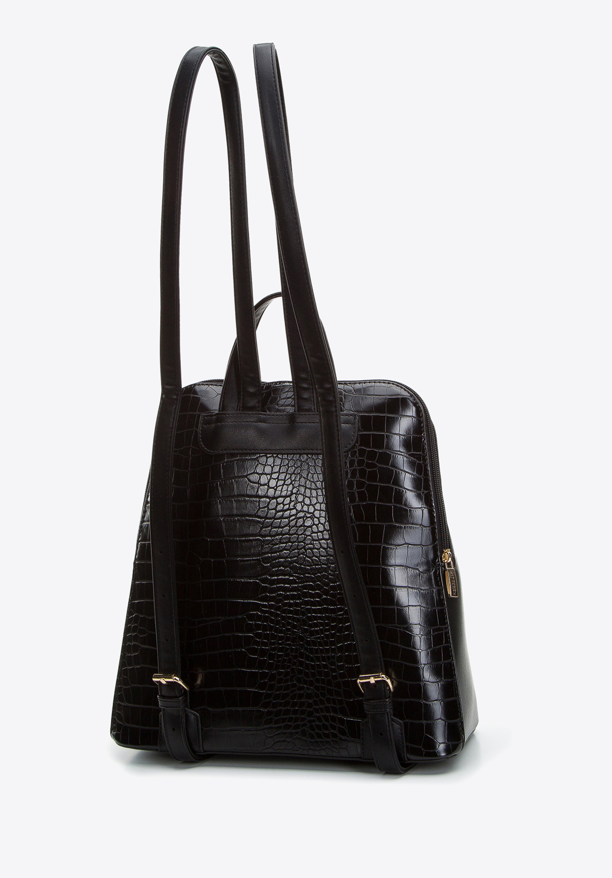 Damski plecak z ekoskóry o dwóch fakturach trapezowy