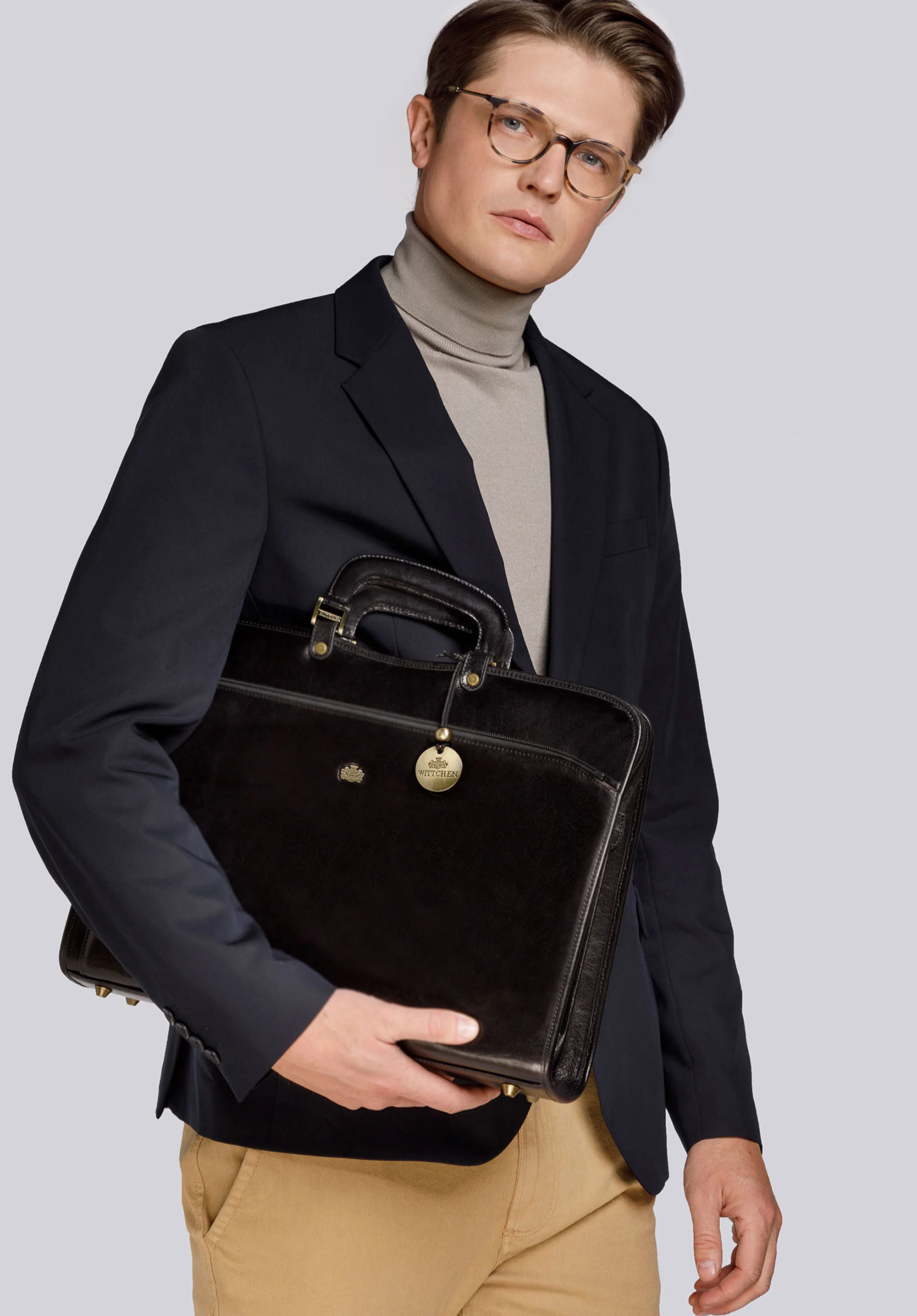 Teczka skórzana z kieszenią na suwak