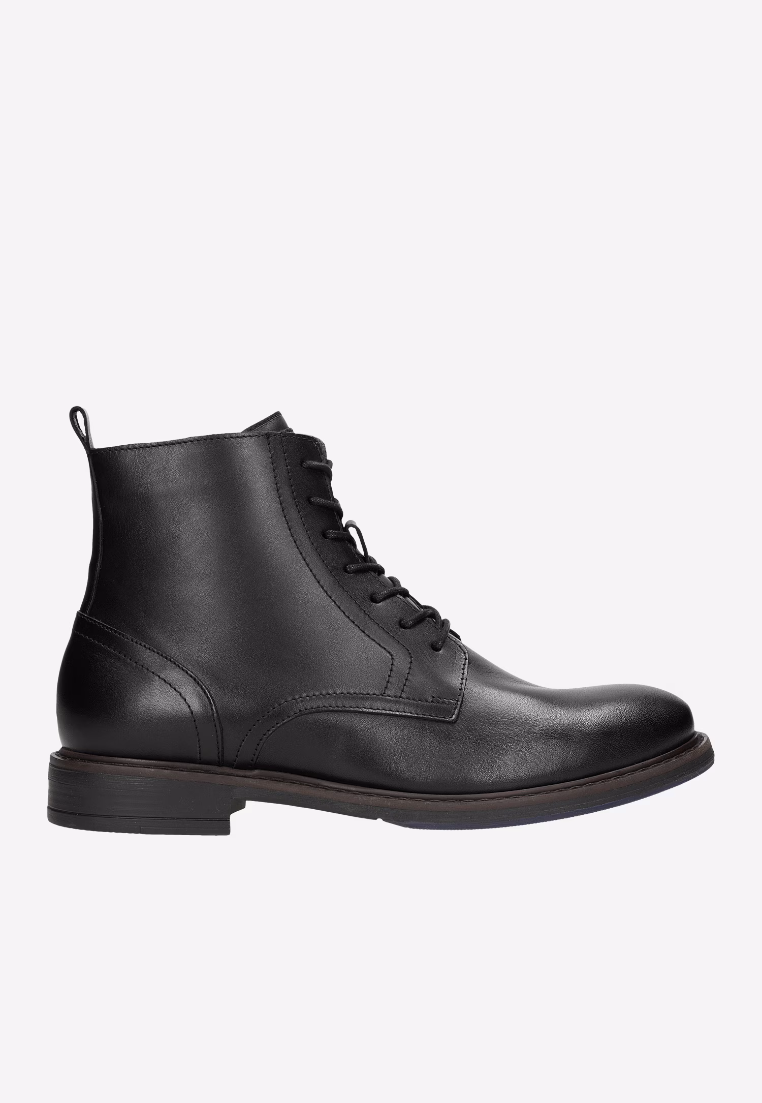 Czarne klasyczne trzewiki męskie ze skóry licowej