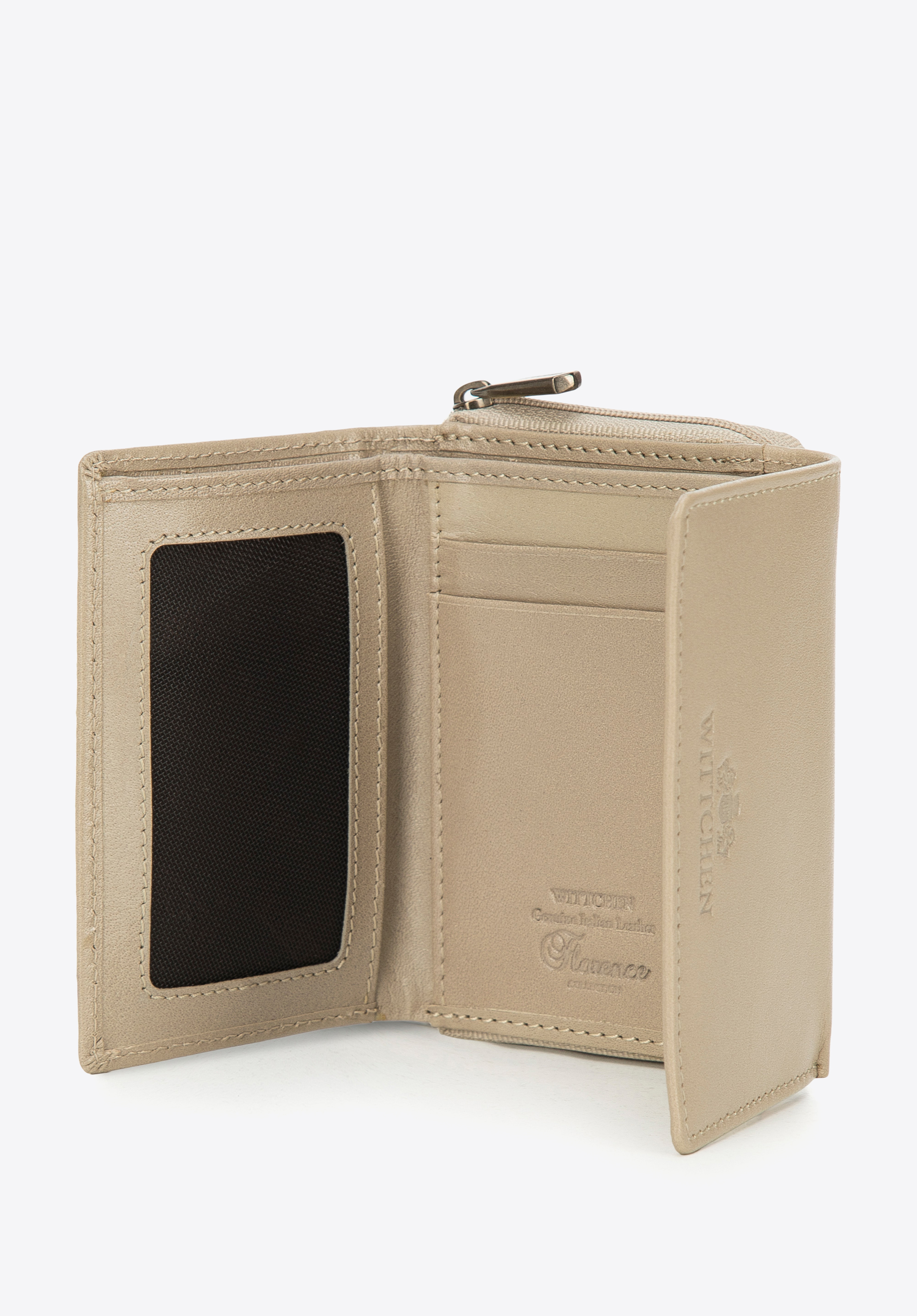 Damski portfel z gładkiej skóry dwustronny mały