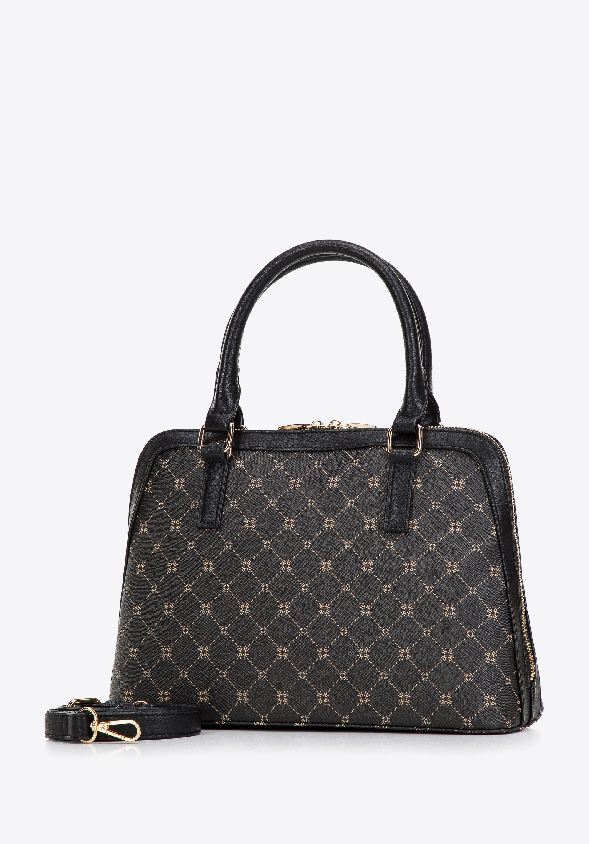 Torebka kuferek z ekoskóry w monogram