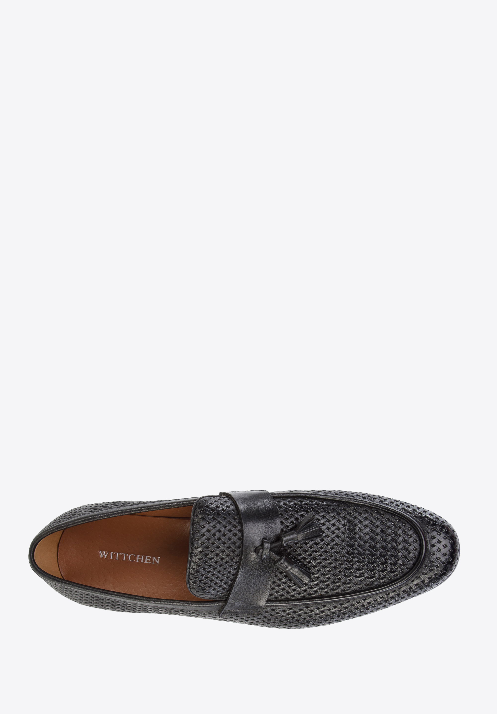 Męskie mokasyny skórzane z plecionką i chwostami