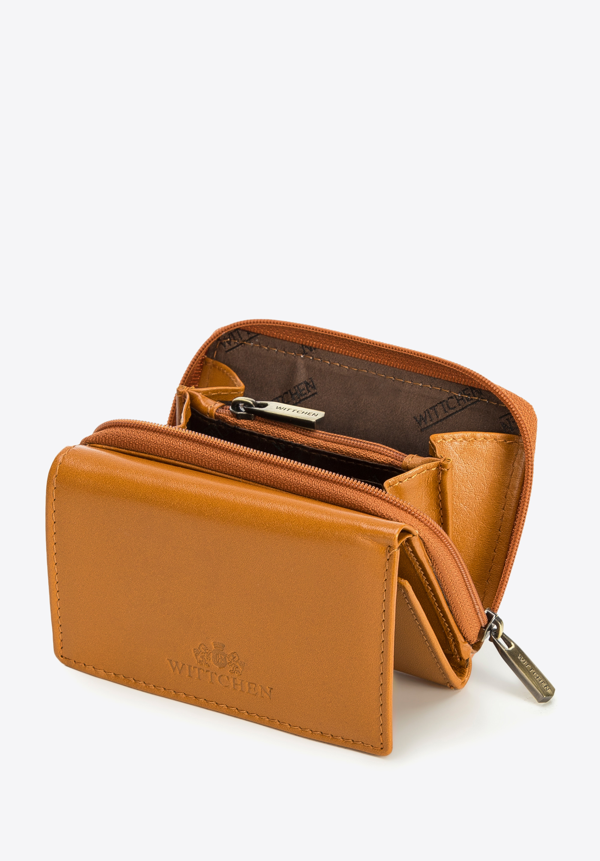 Damski portfel z gładkiej skóry dwustronny mały