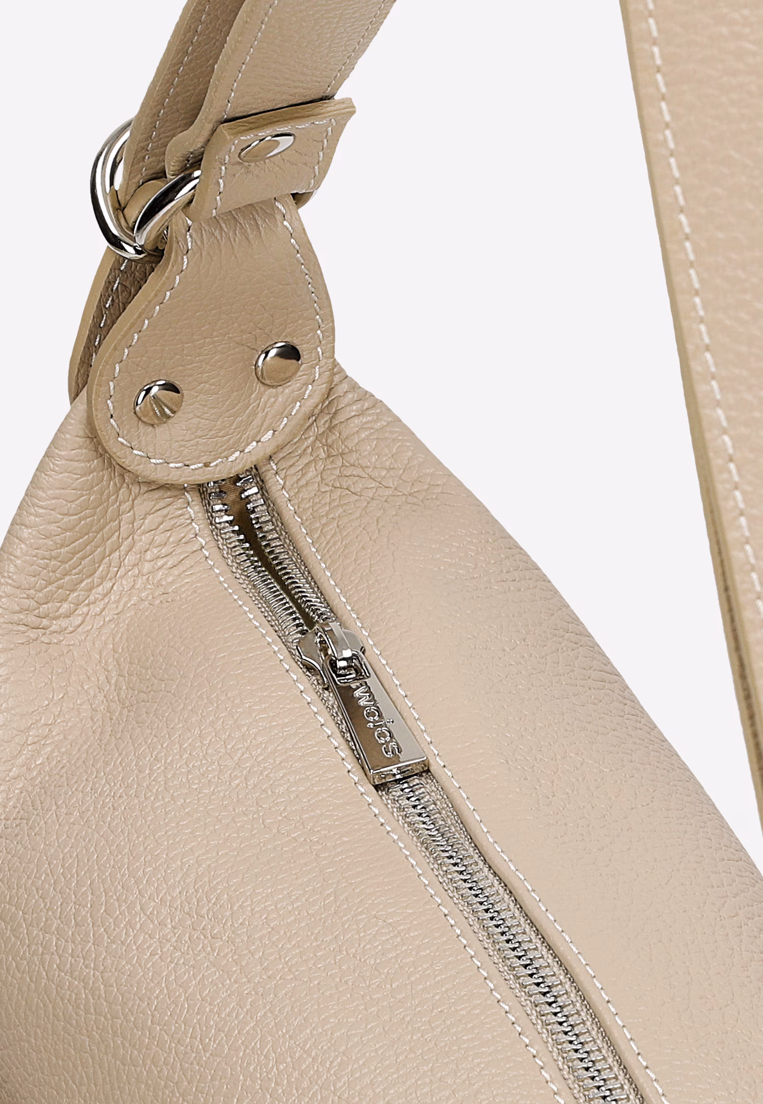 Beżowa torebka plecak 2w1 ze skóry licowej