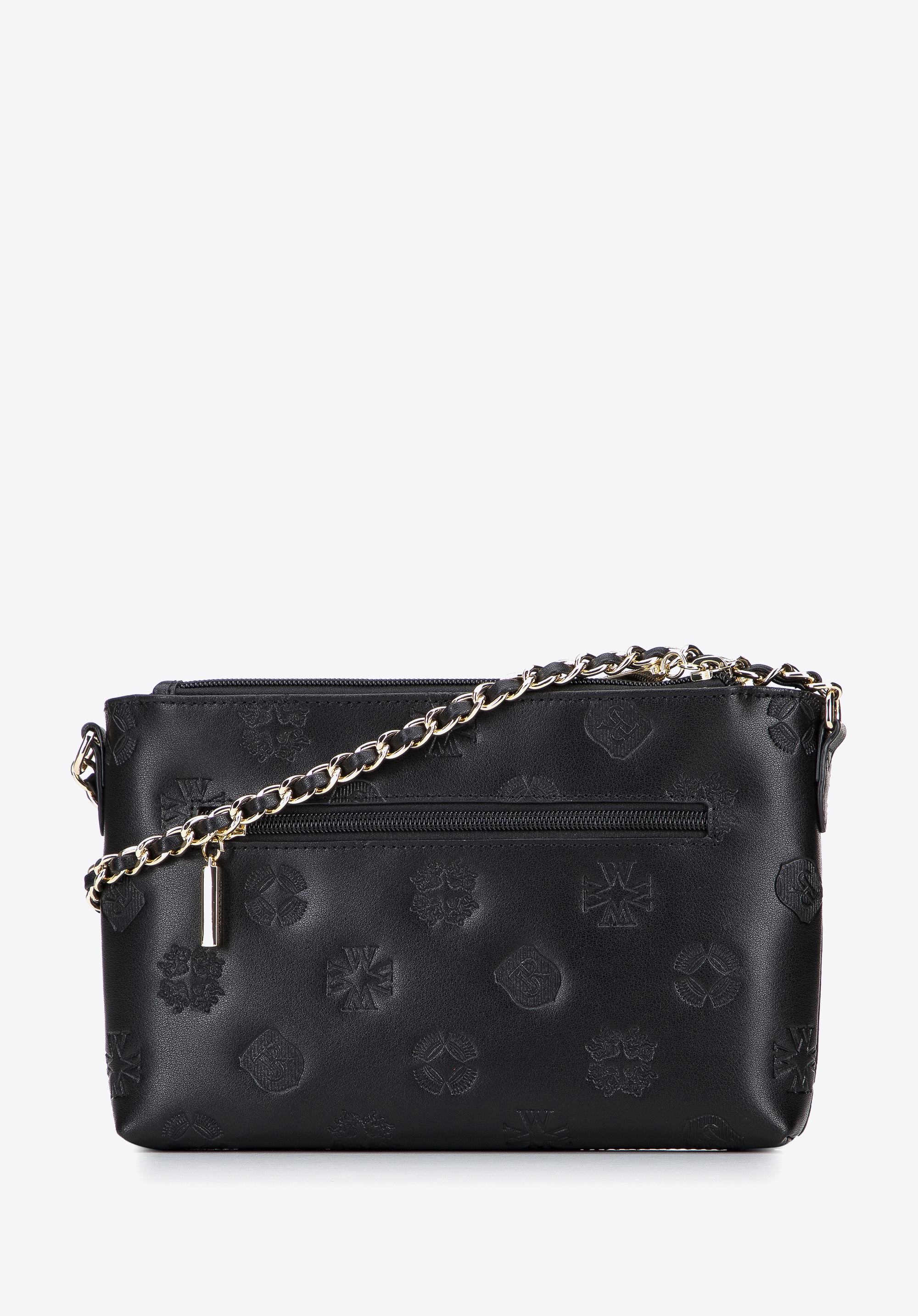 Damska listonoszka skórzana trzykomorowa w monogram