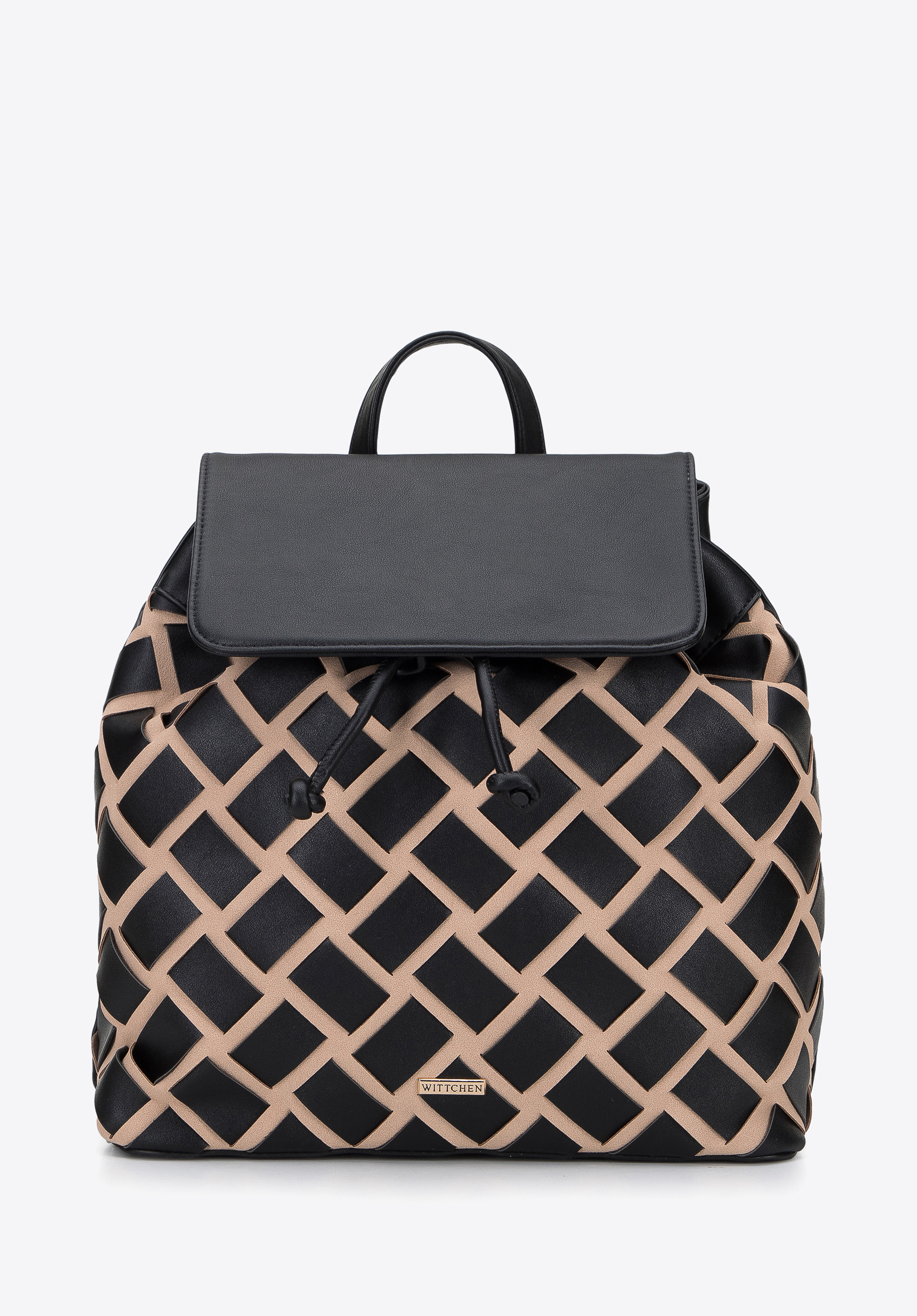 Damski plecak z plecionką na przodzie