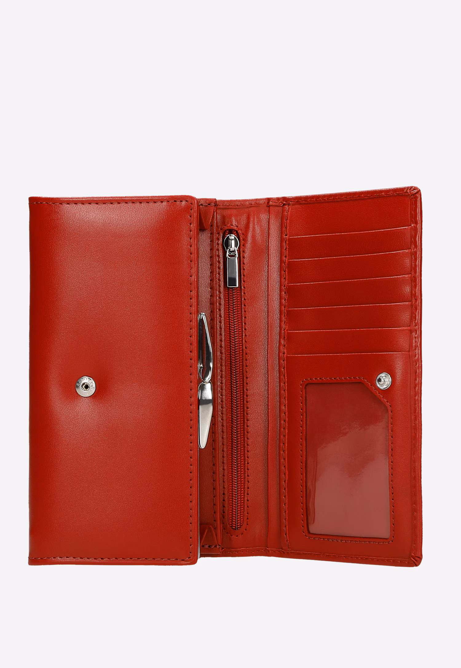 Czerwony skórzany portfel damski z RFID