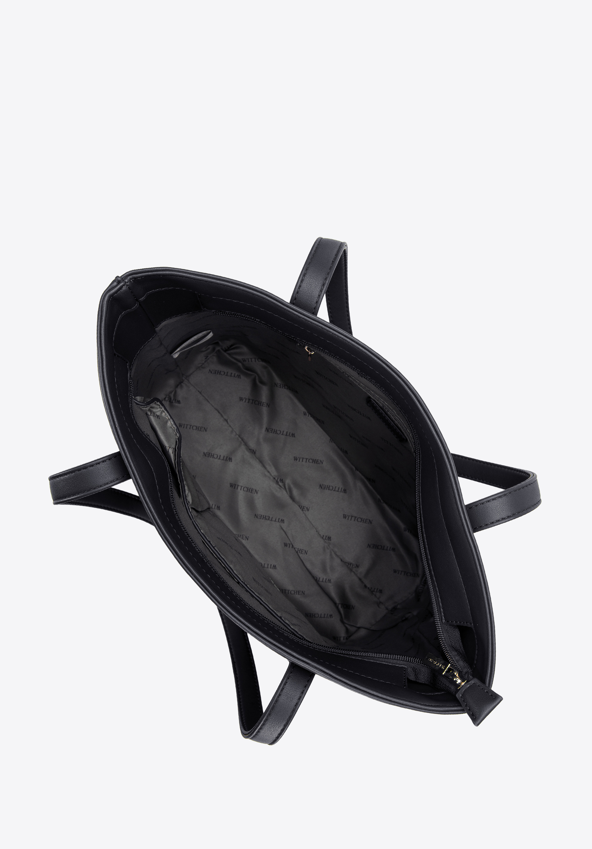 Damska shopperka z ekoskóry o dwóch fakturach i łańcuchem