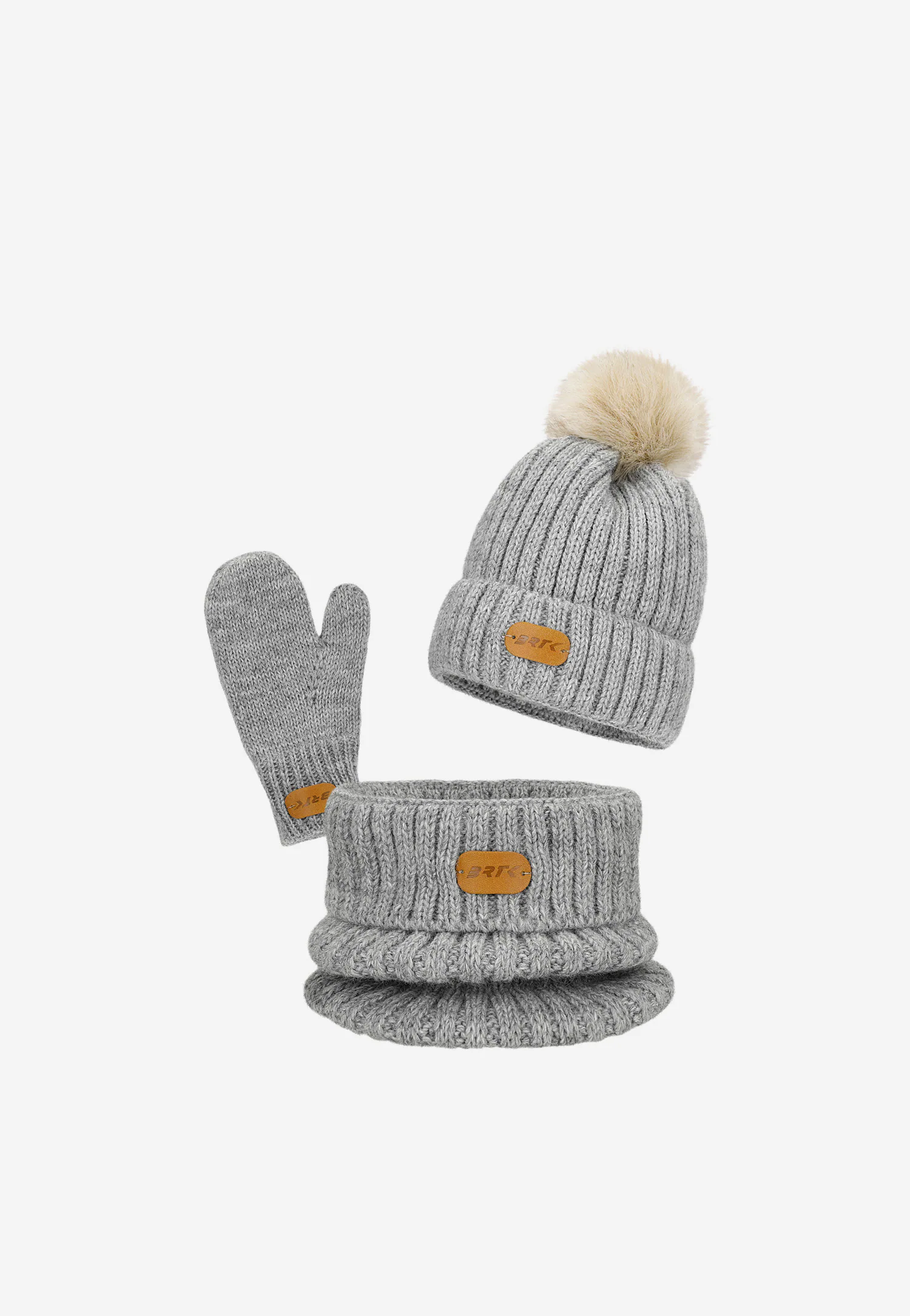 Zimowy zestaw BARTEK 85601-14 - czapka z pomponem + komin + rękawiczki