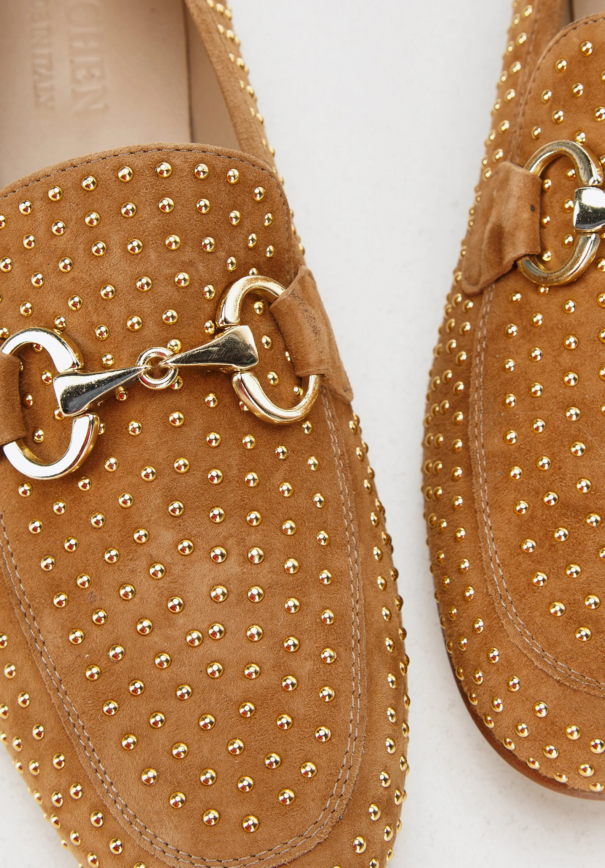 Damskie mokasyny zamszowe z nitami