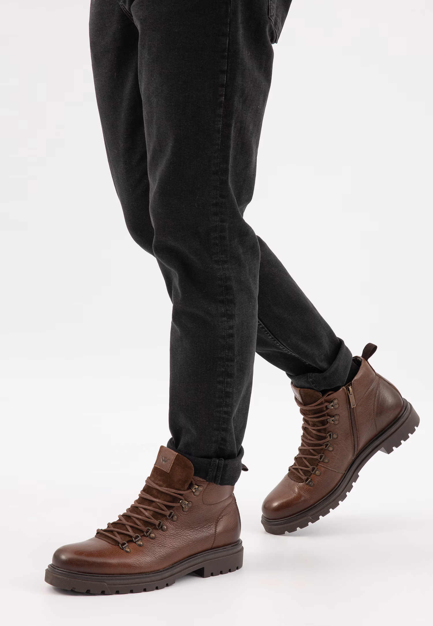 Brązowe skórzane workery męskie