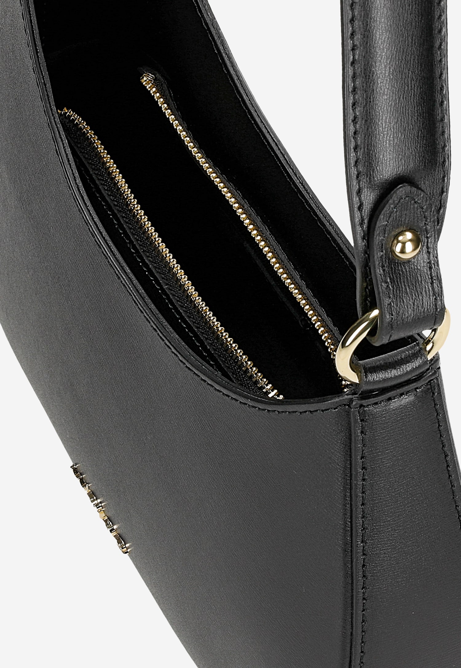 Brązowa skórzana asymetryczna torebka typu bagietka