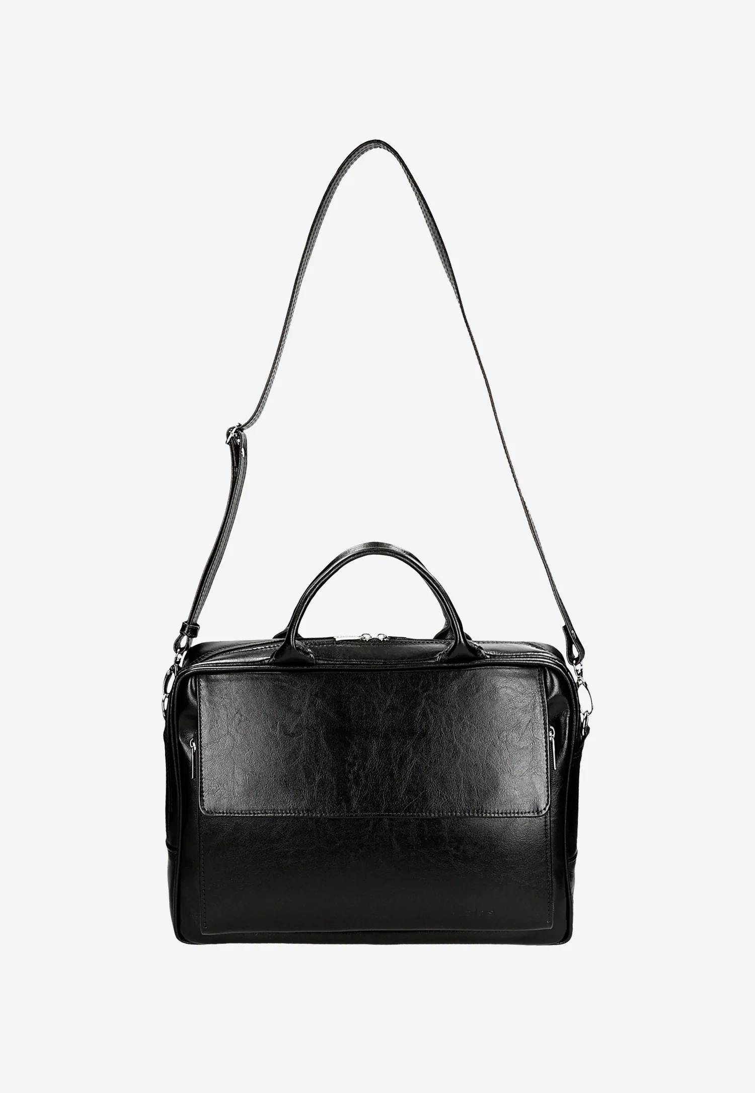 Duża ciemnobrązowa torba męska z dwoiny foliowanej