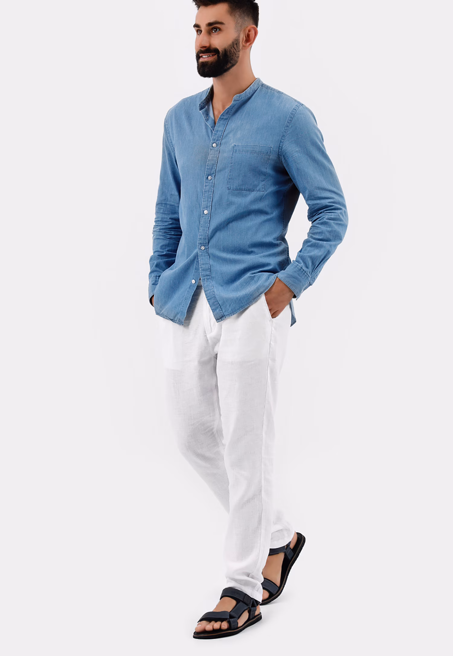 Granatowe sandały męskie z regulowanymi paskami