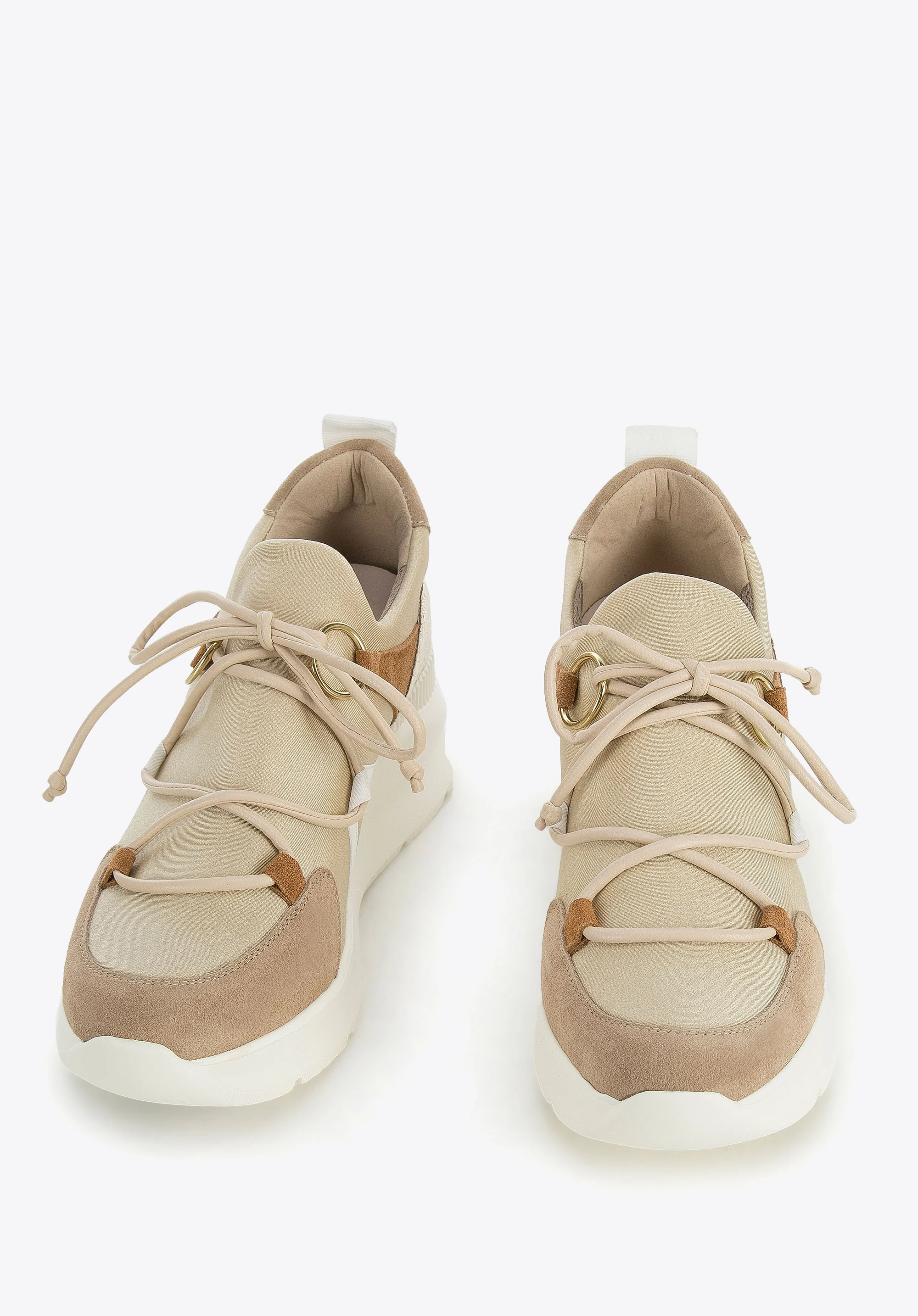 Damskie sneakersy z elastycznej tkaniny na koturnie