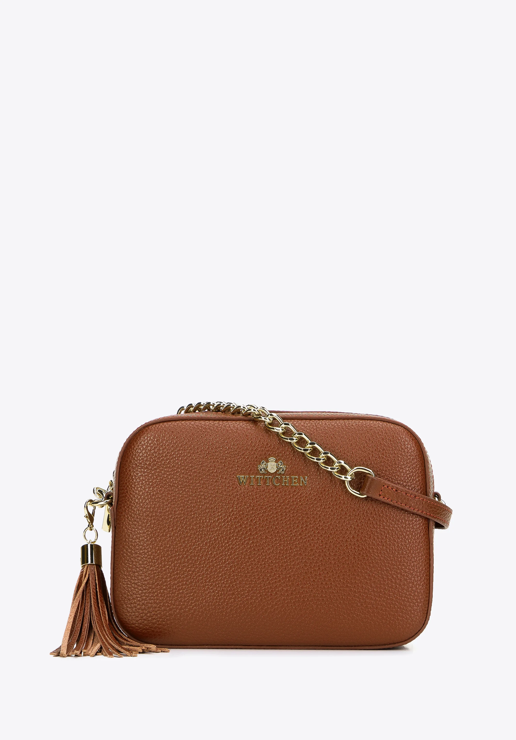 Damska listonoszka skórzana pudełkowa na łańcuszku