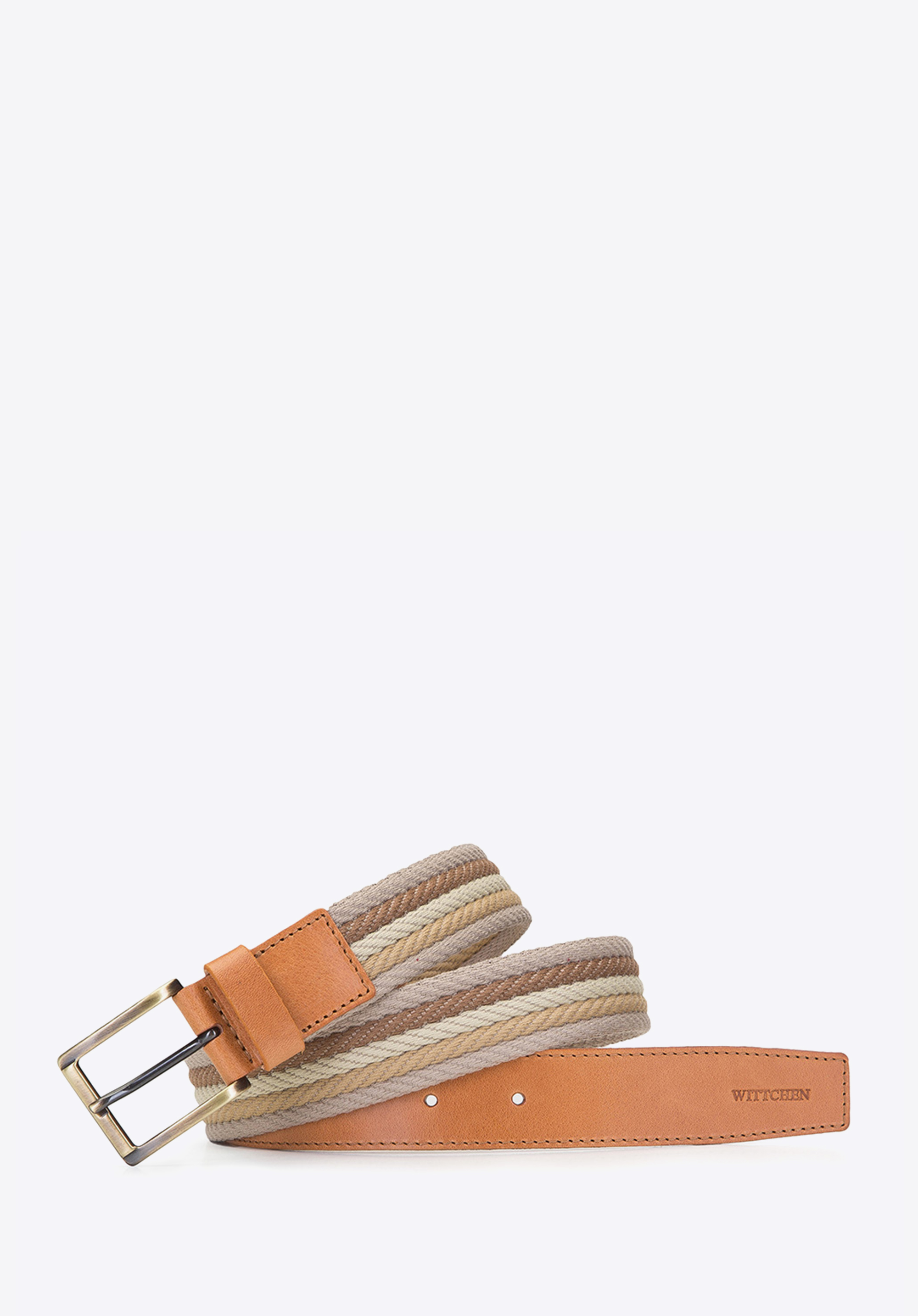 Męski pasek ze skóry naturalnej i bawełnianej plecionki