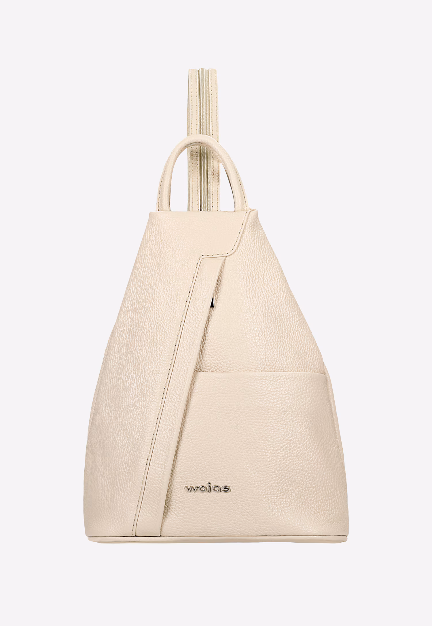 Beżowy trójkątny plecak miejski z suwakiem