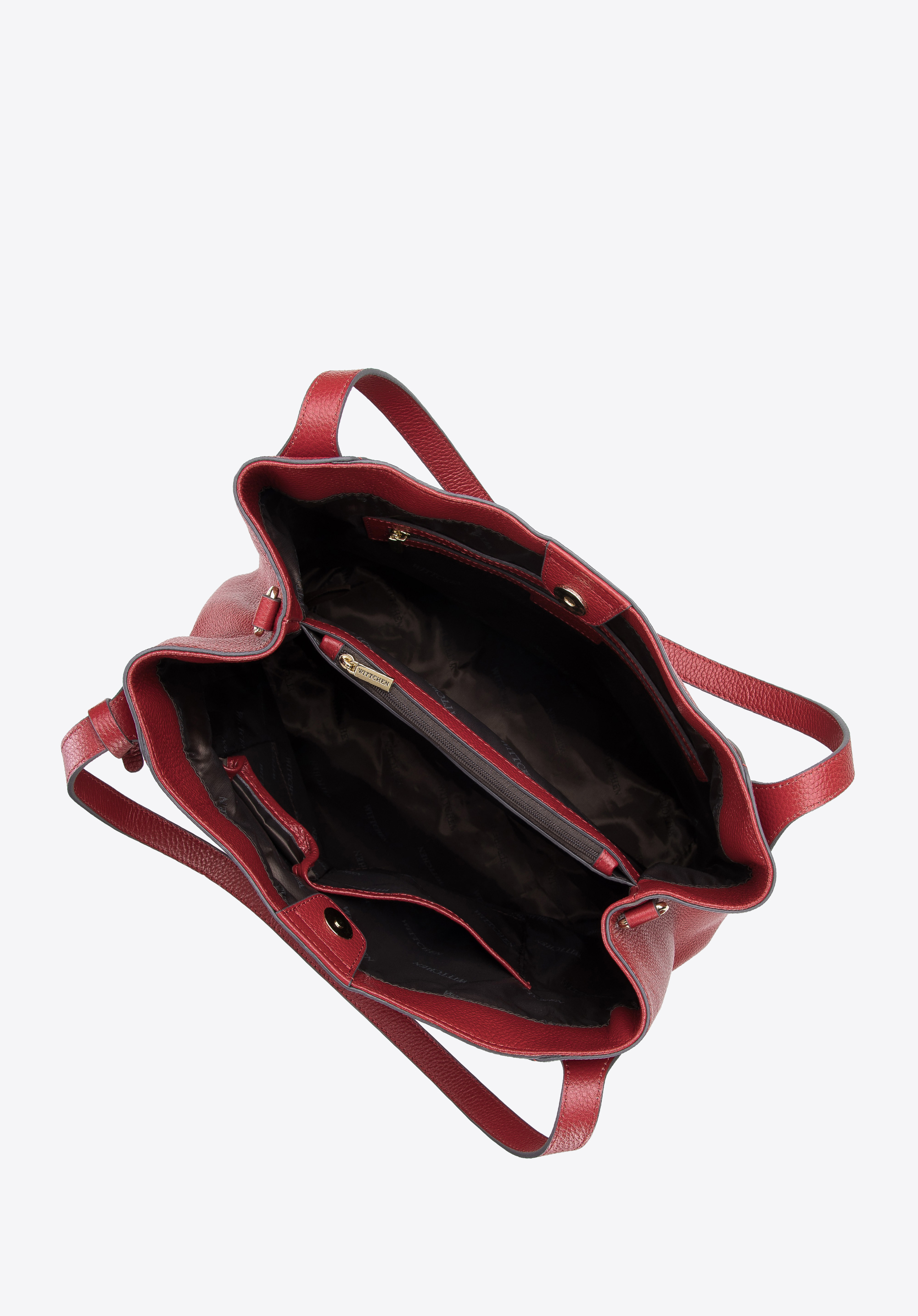 Torebka worek ze skóry w monogram z chwostem