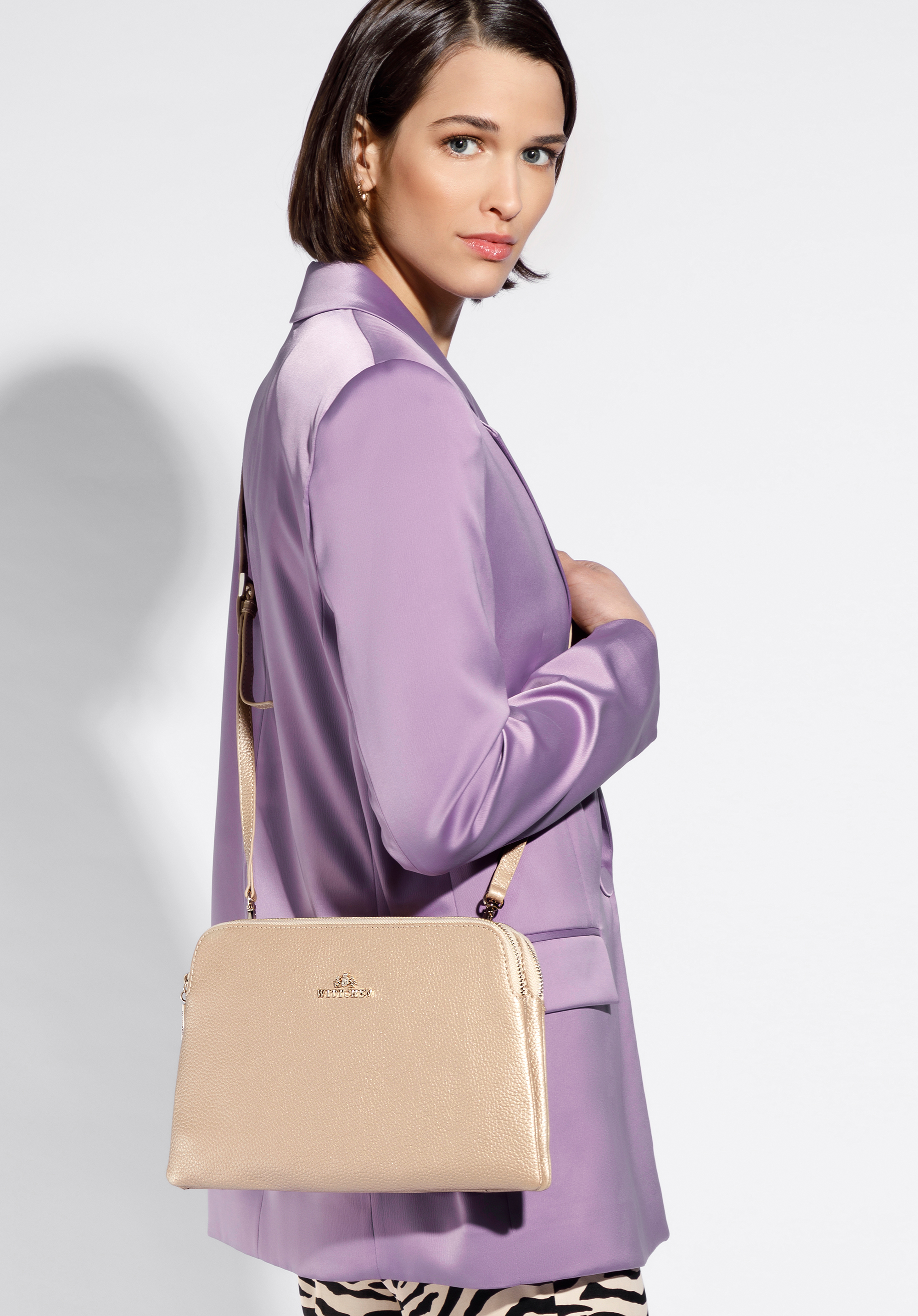 Damska listonoszka skórzana dwukomorowa klasyczna