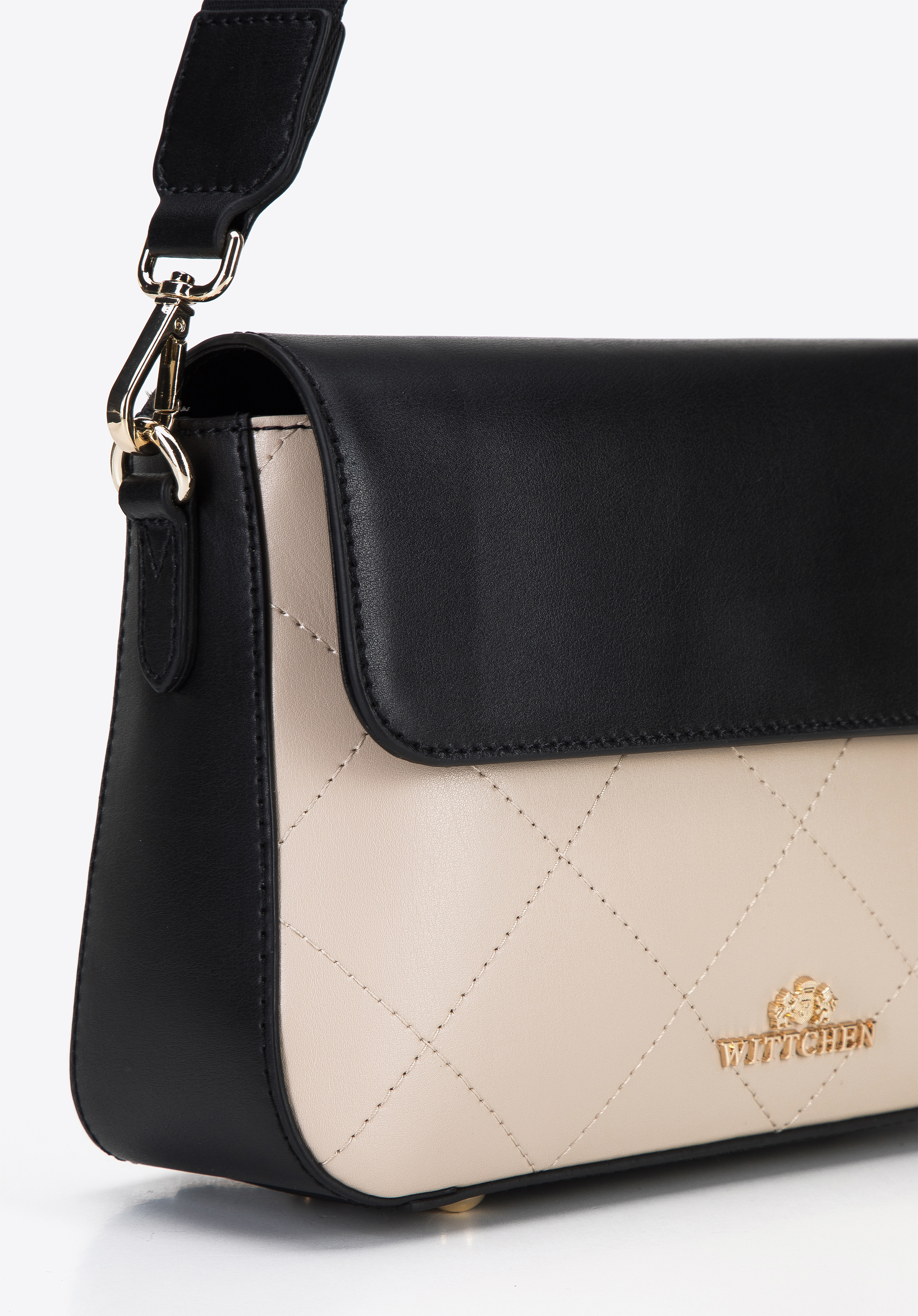 Damska listonoszka skórzana z przeszyciami dwukolorowa