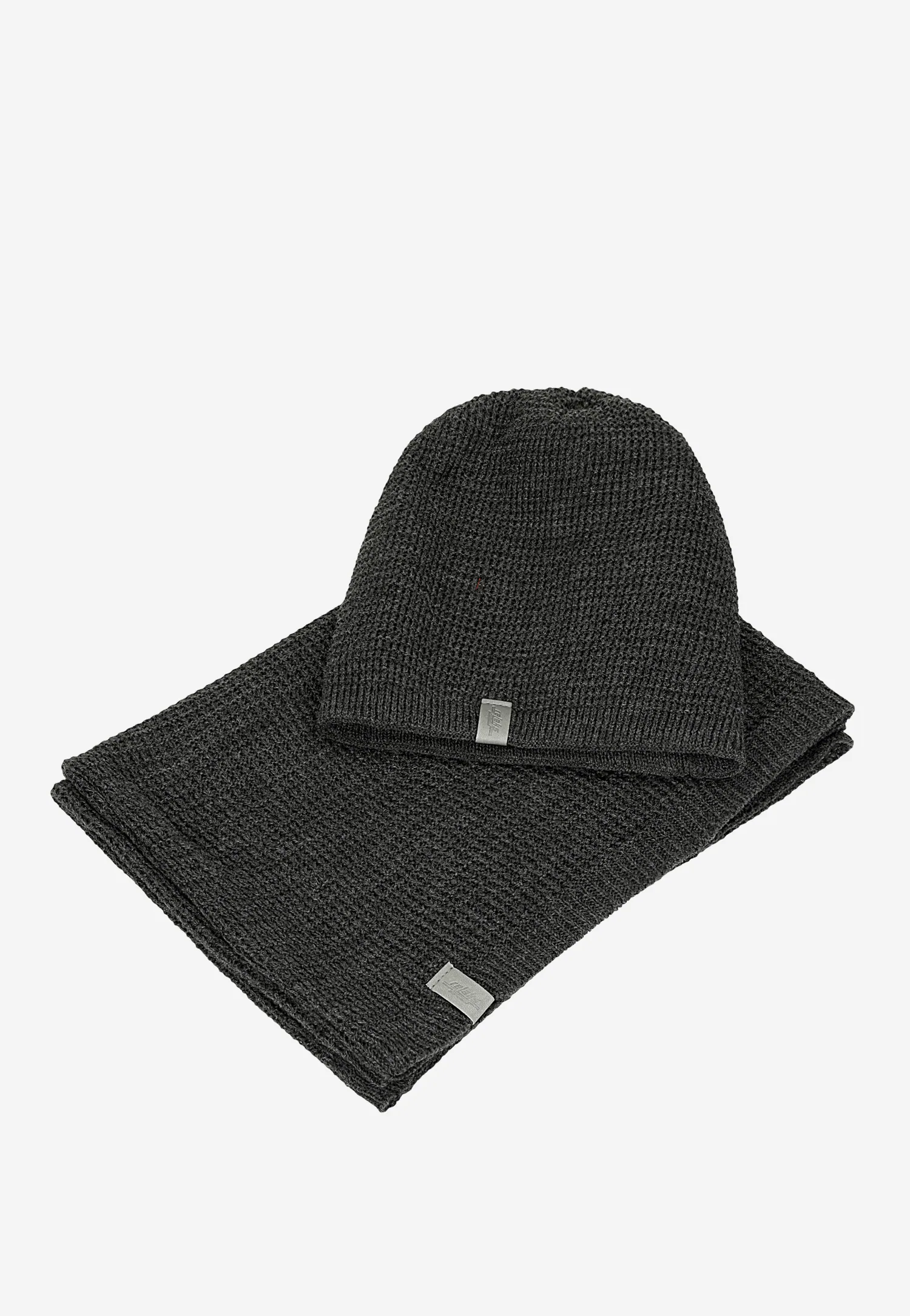 Popielaty komplet RELAKS czapka + komin