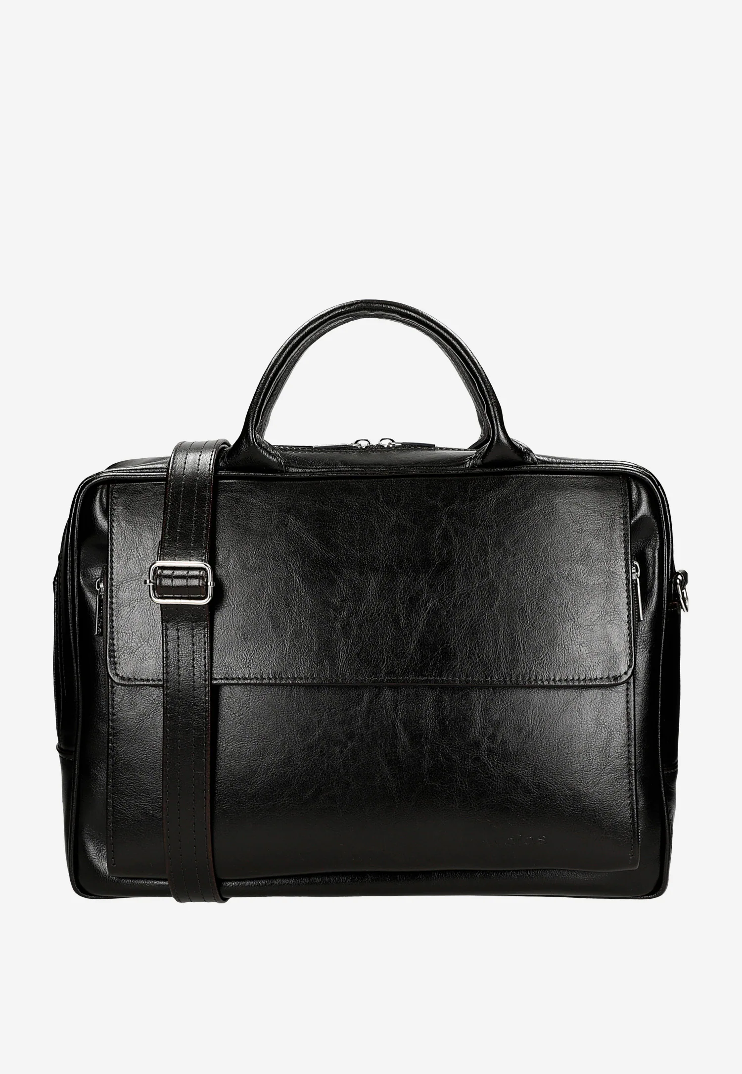 Duża ciemnobrązowa torba męska z dwoiny foliowanej