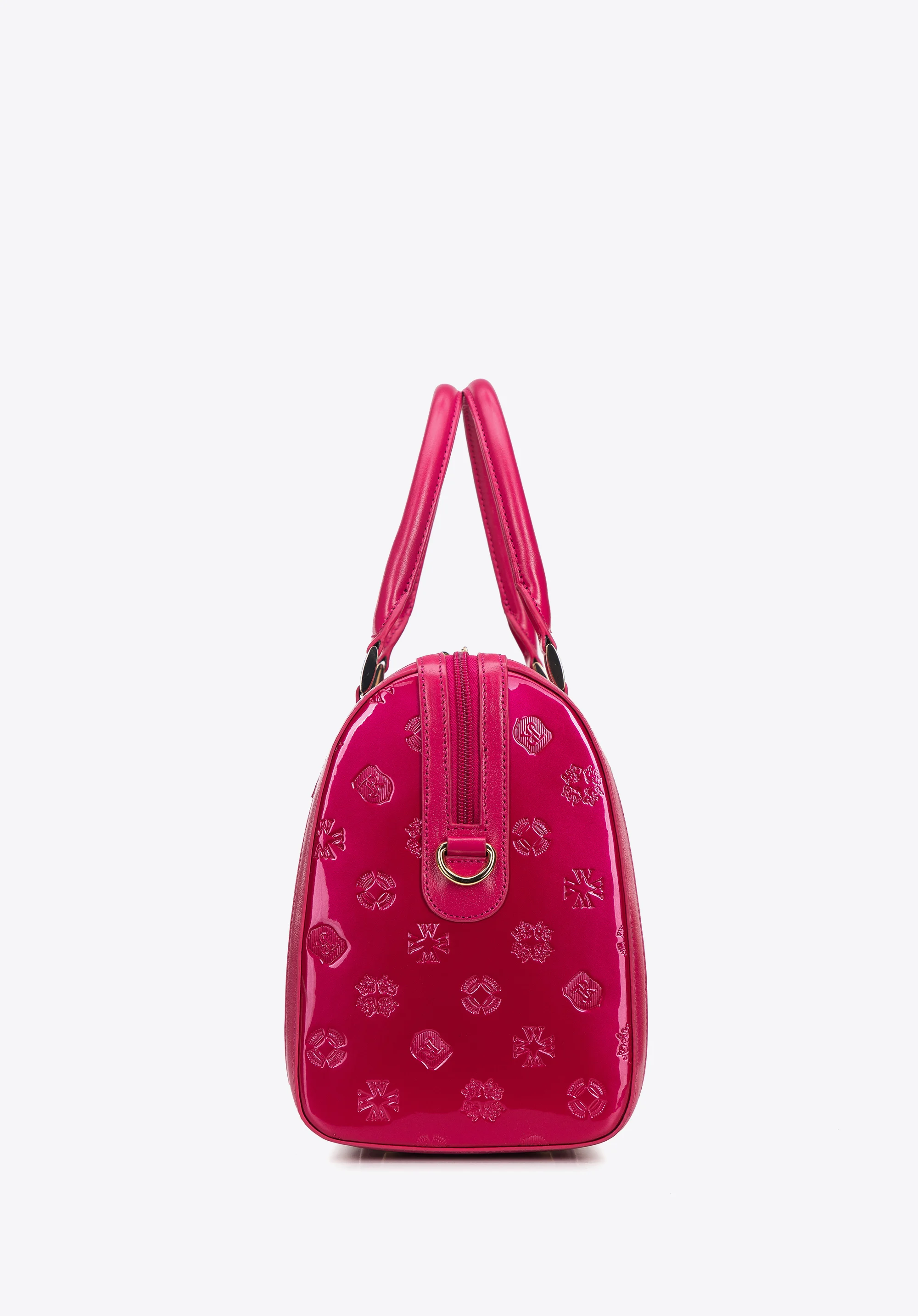 Torebka kuferek z metalicznej skóry lakierowanej