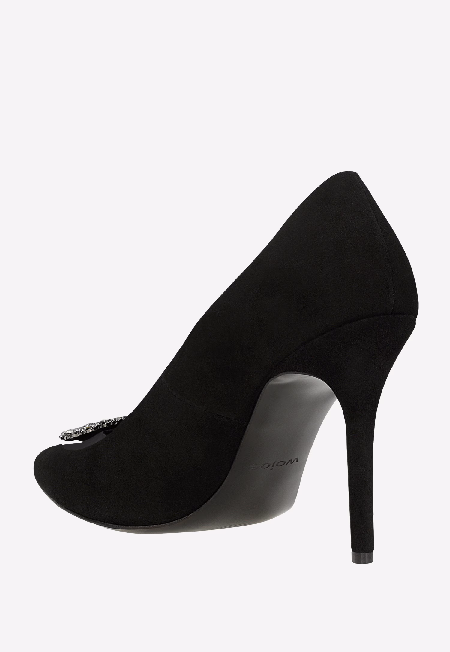 Czarne czółenka damskie z ozdobą w kształcie serca