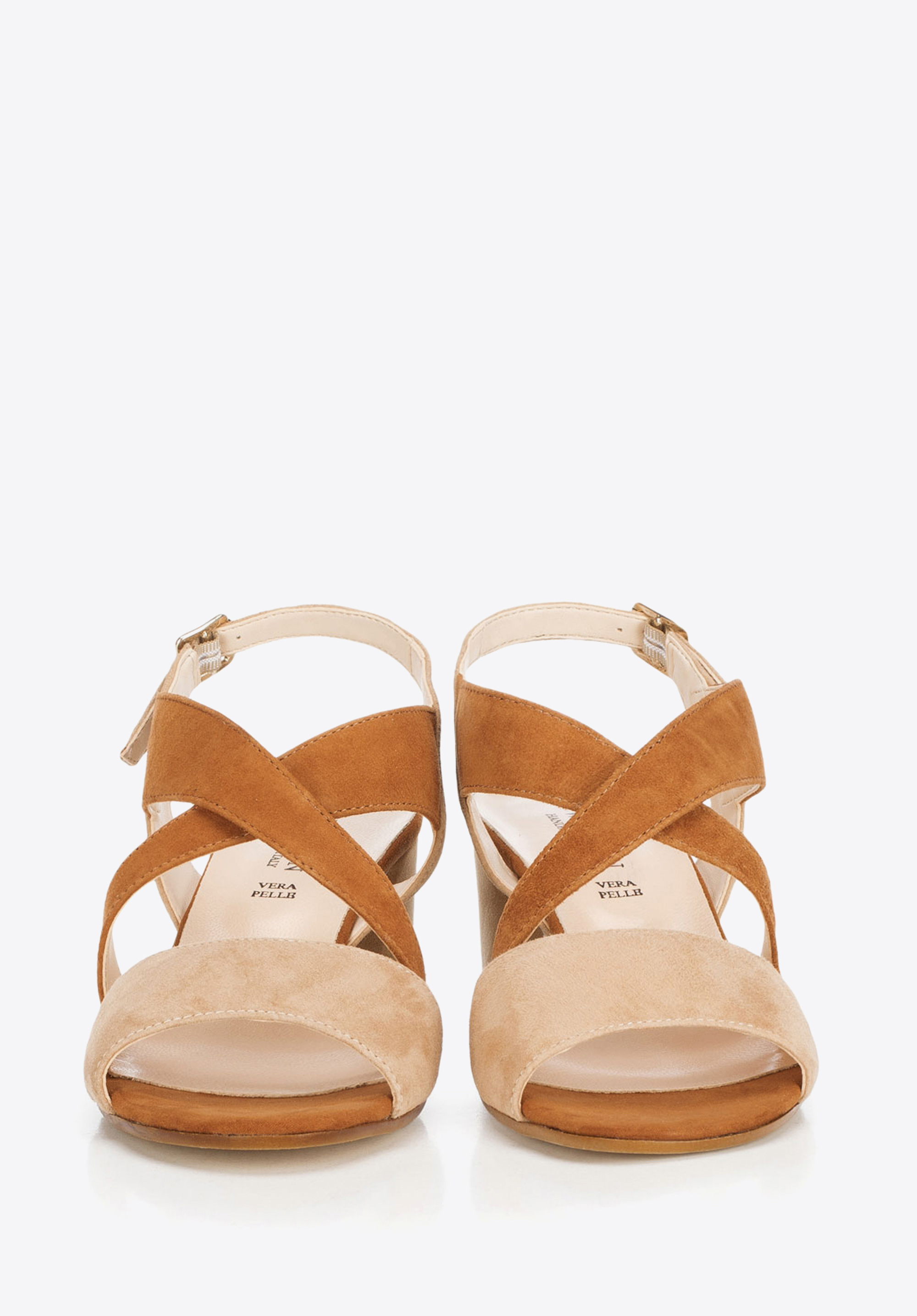 Damskie sandały zamszowe z szerokimi paskami