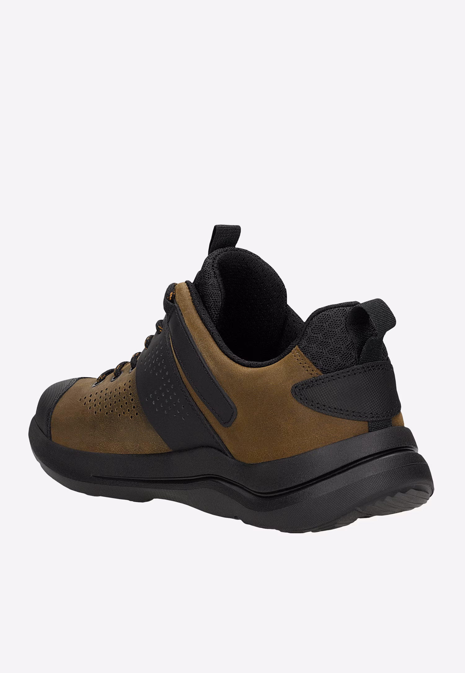 Ciemnobrązowe skórzane trekkingi męskie z czarnymi wstawkami