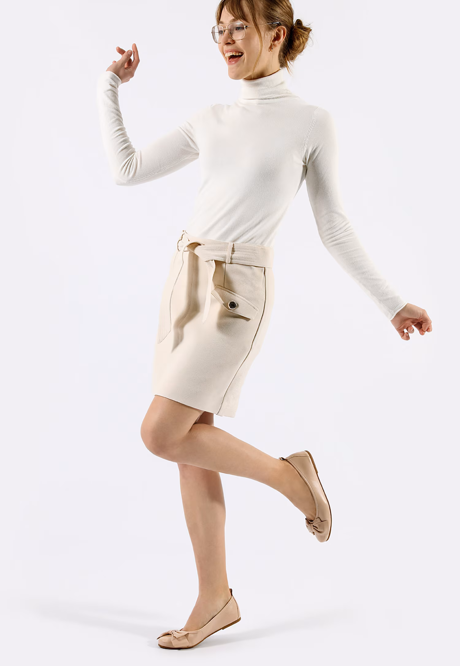 Czarne baleriny damskie ze skóry licowej