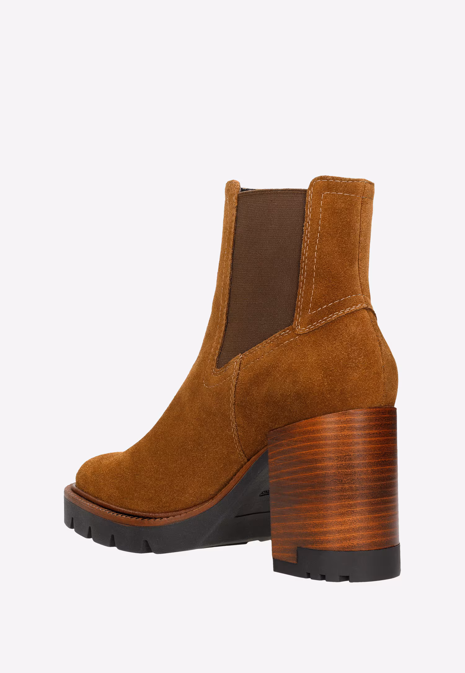 Brązowe botki damskie sztyblety na słupku