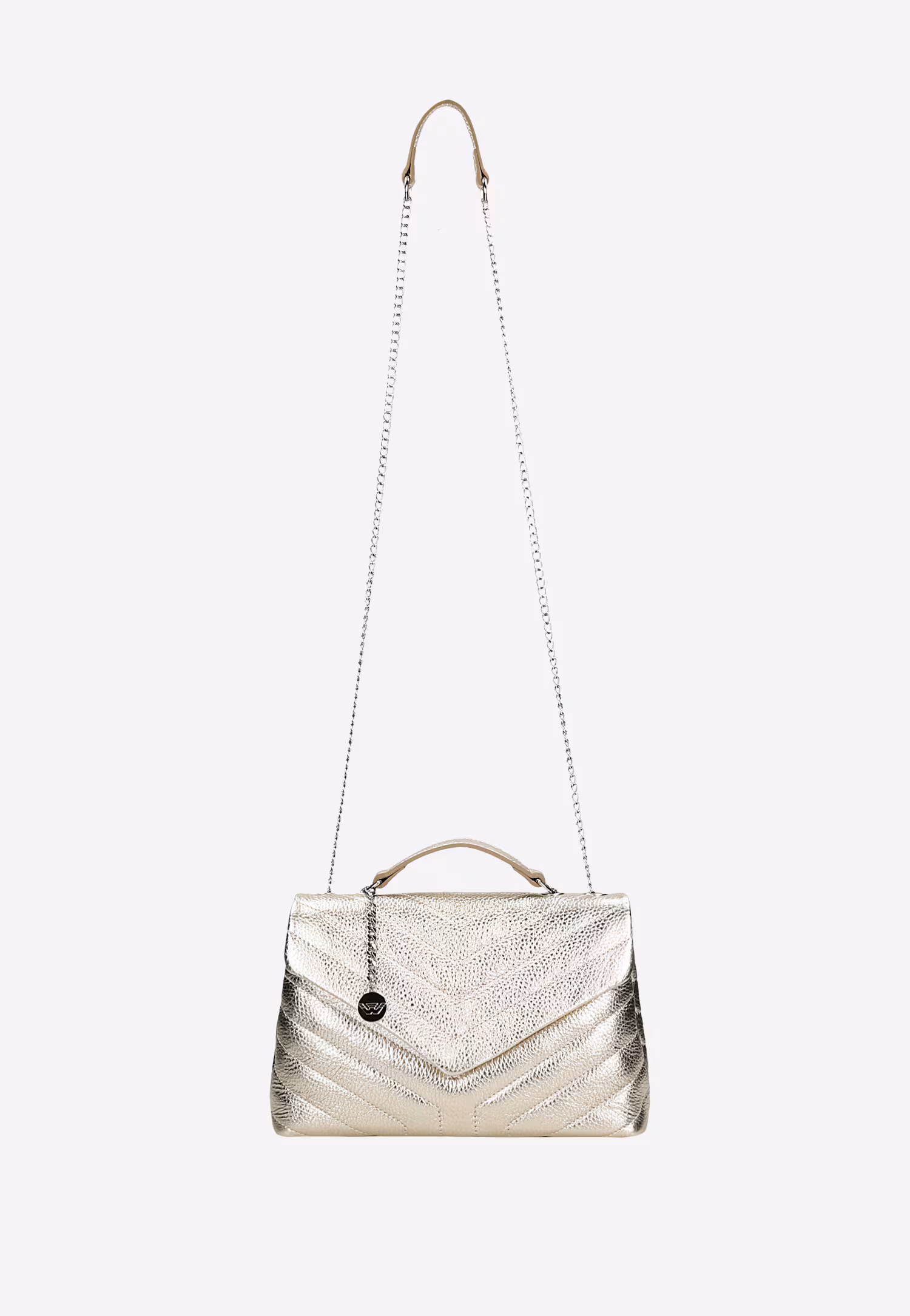 Złota torebka damska z naturalnej skóry