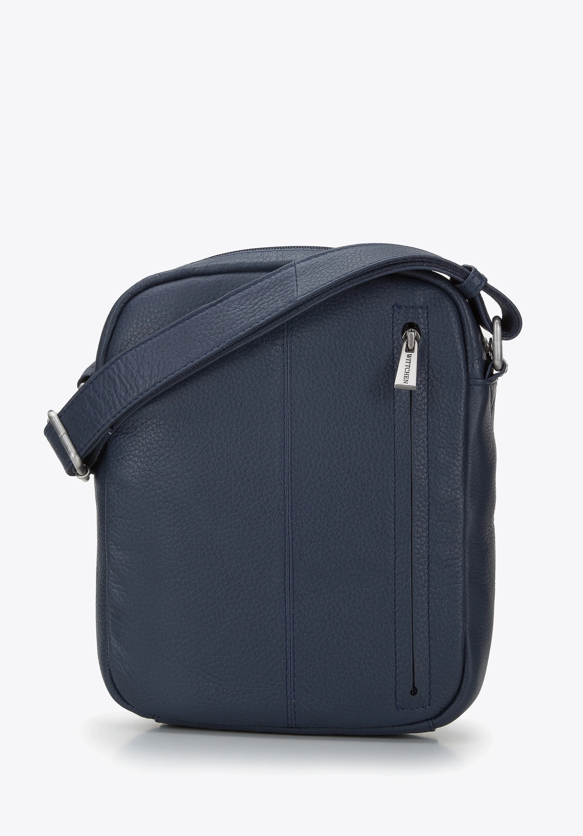 Męska listonoszka skórzana z pionowym suwakiem