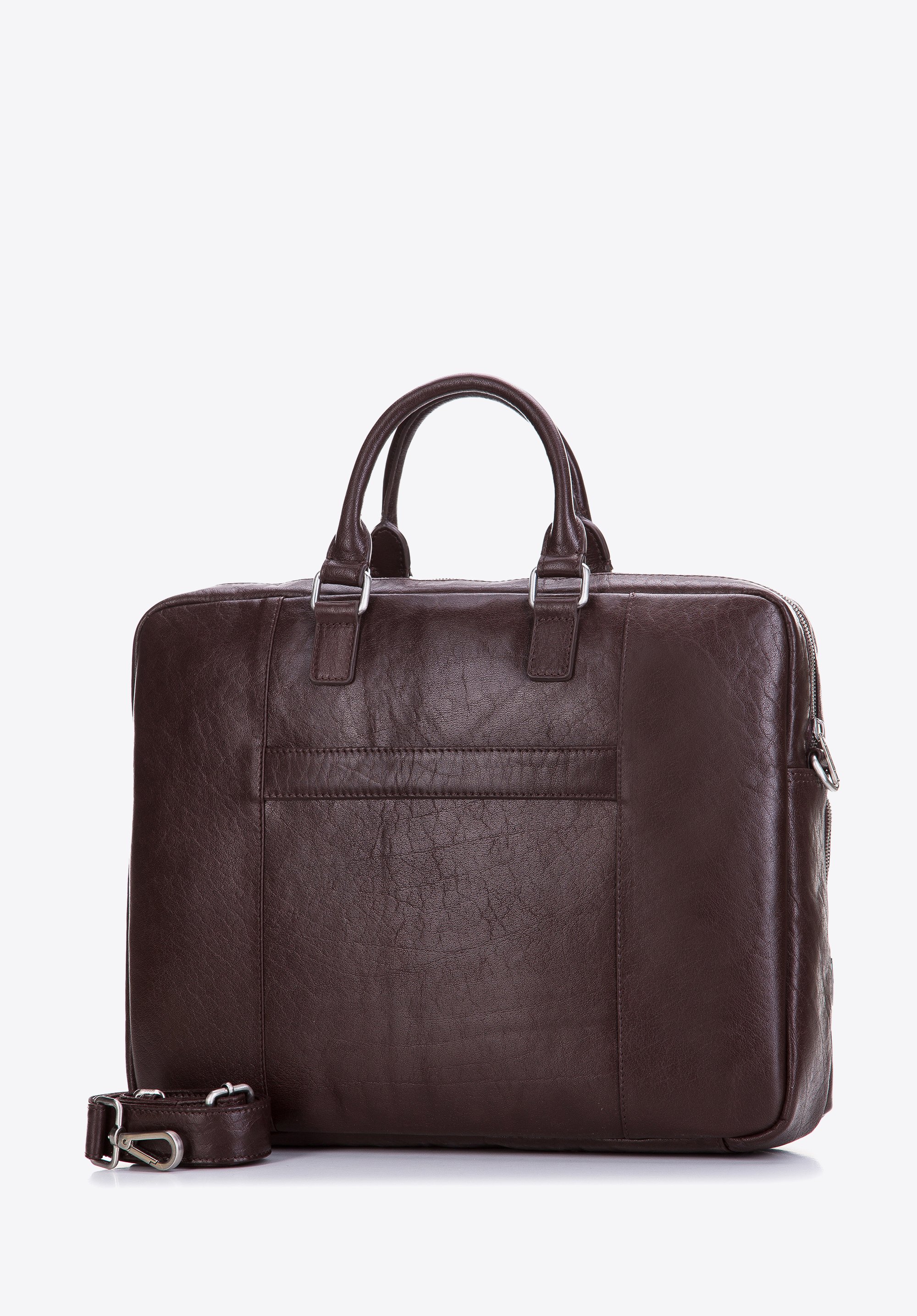 Męska torba na laptopa 17” skórzana z wypukłą kieszenią z przodu