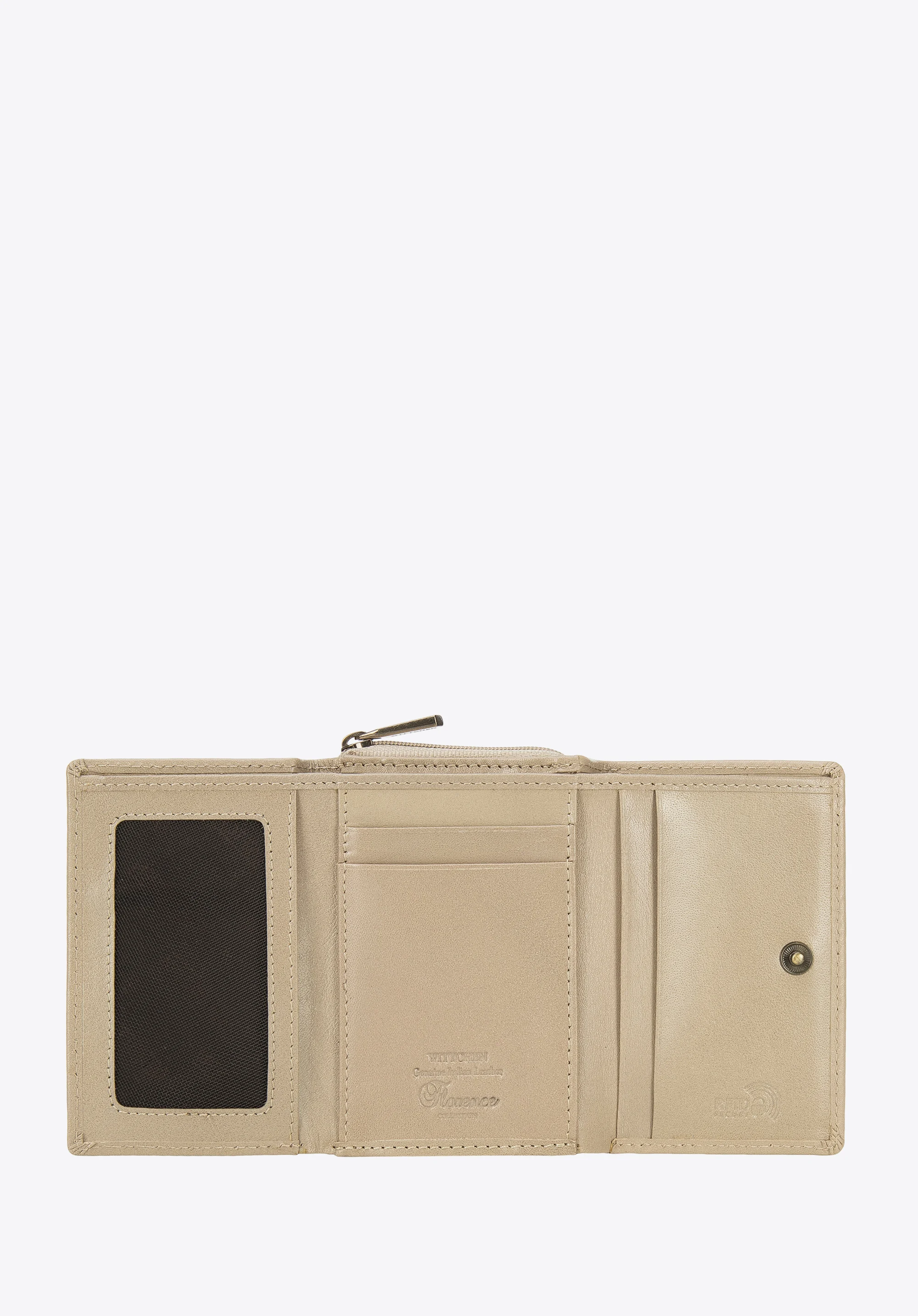 Damski portfel z gładkiej skóry dwustronny mały