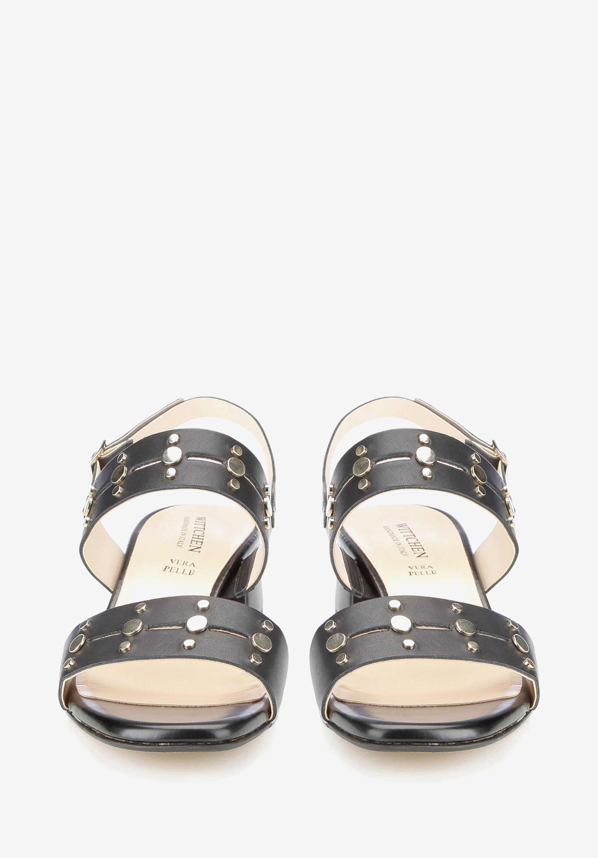 Damskie sandały skórzane z nitami