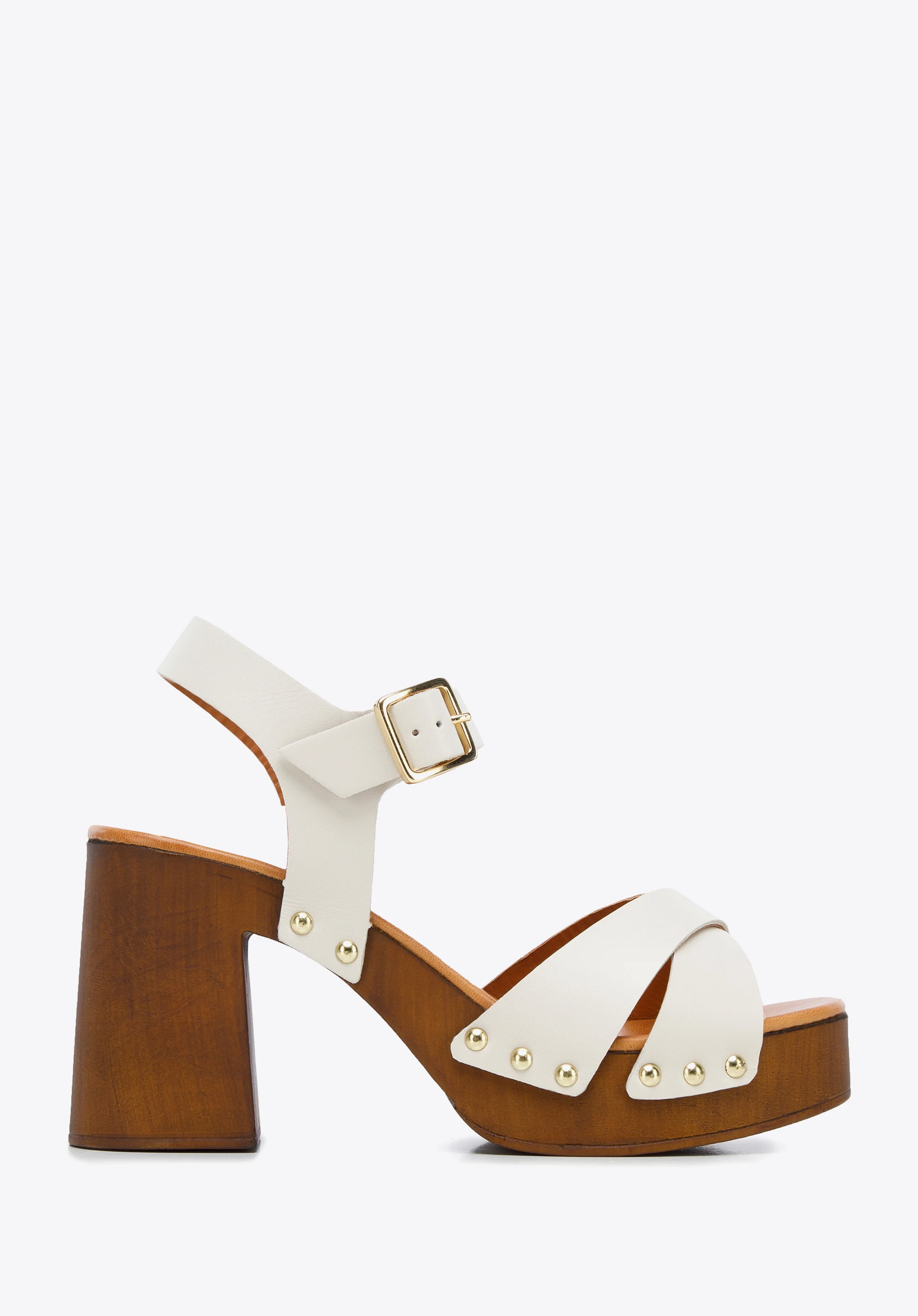 Damskie sandały skórzane z paskami na krzyż