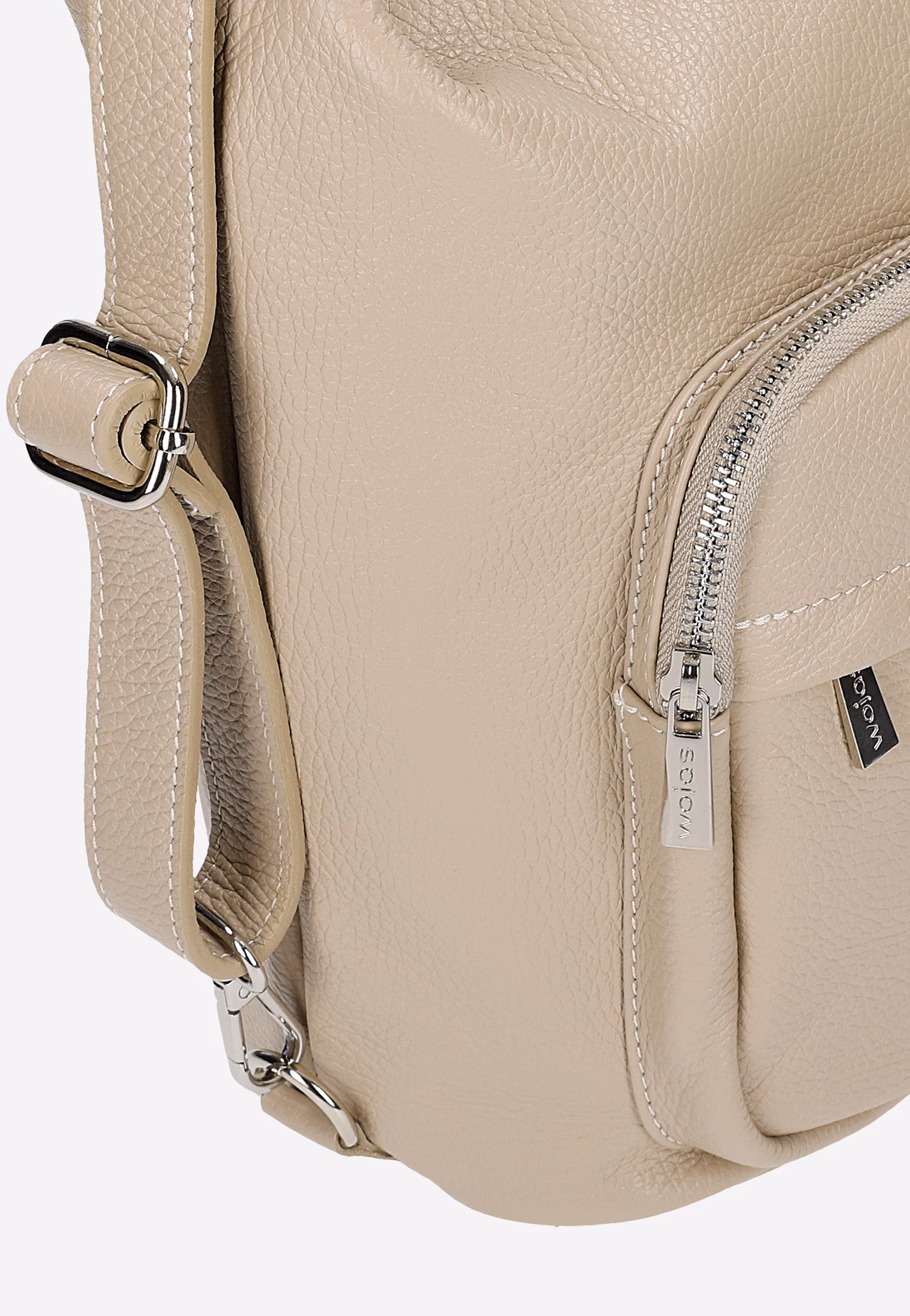 Beżowa torebka plecak 2w1 ze skóry licowej