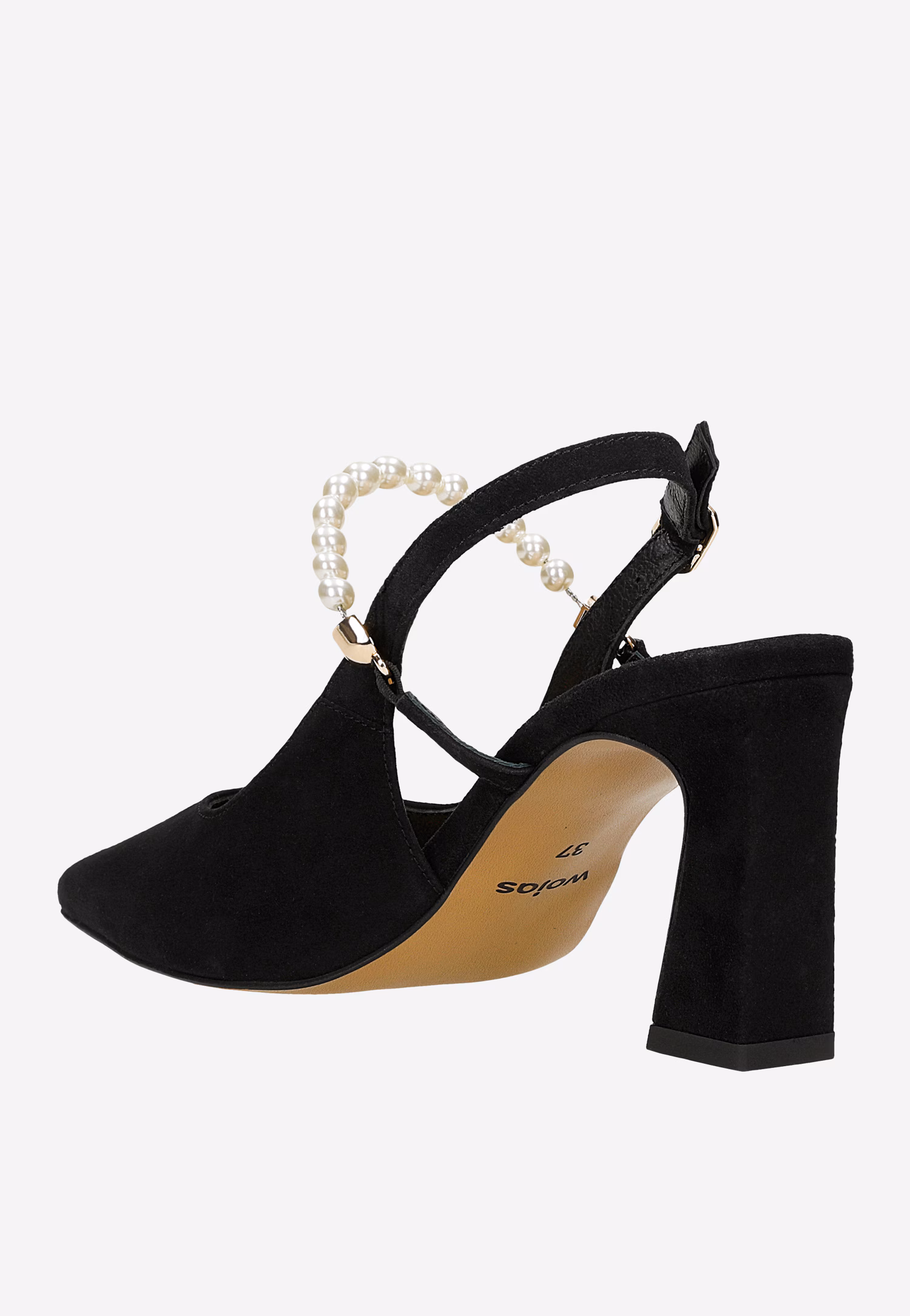 Eleganckie czółenka z ozdobnymi koralikami i odkrytą piętą