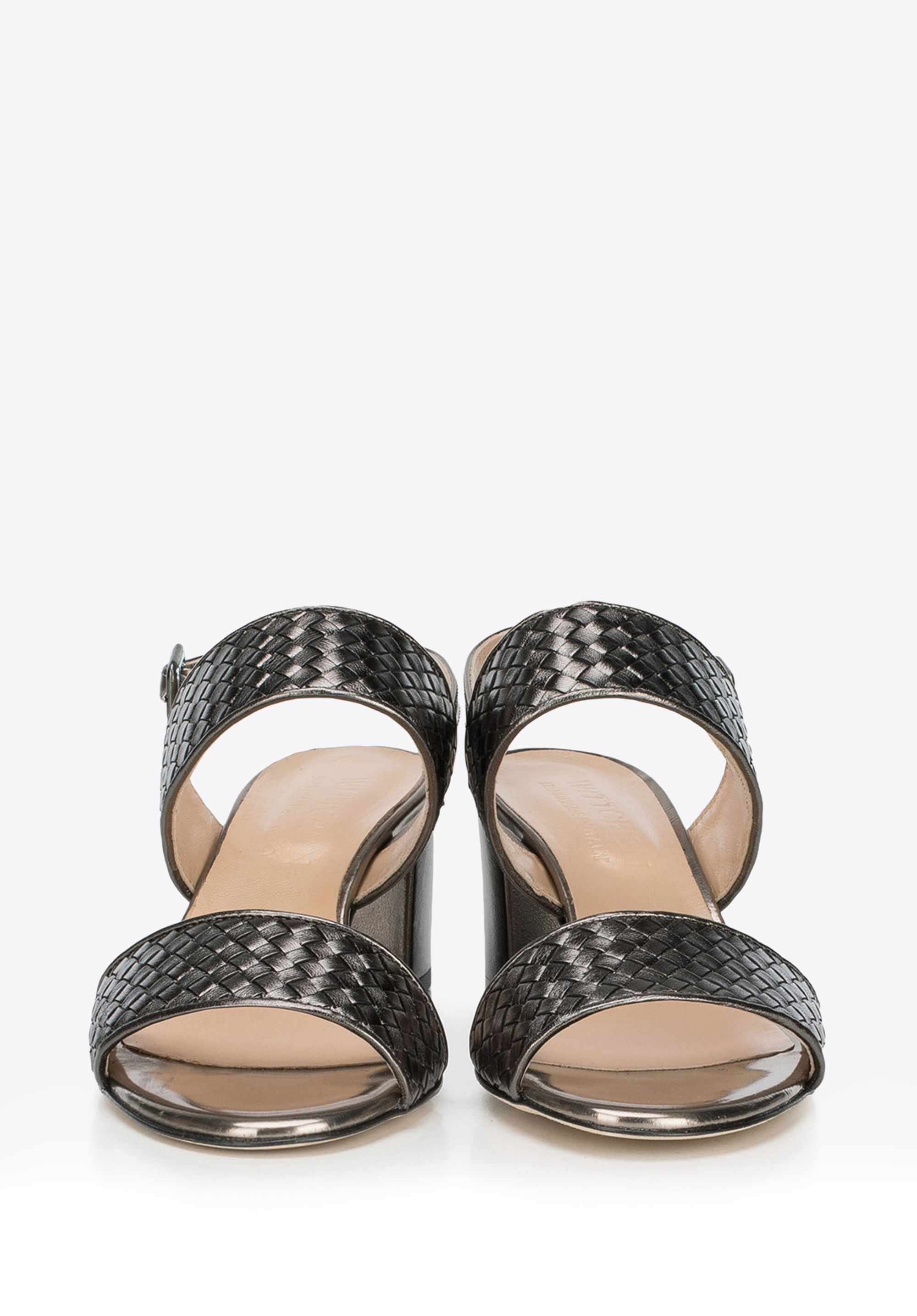 Damskie sandały ze skóry metaliczne