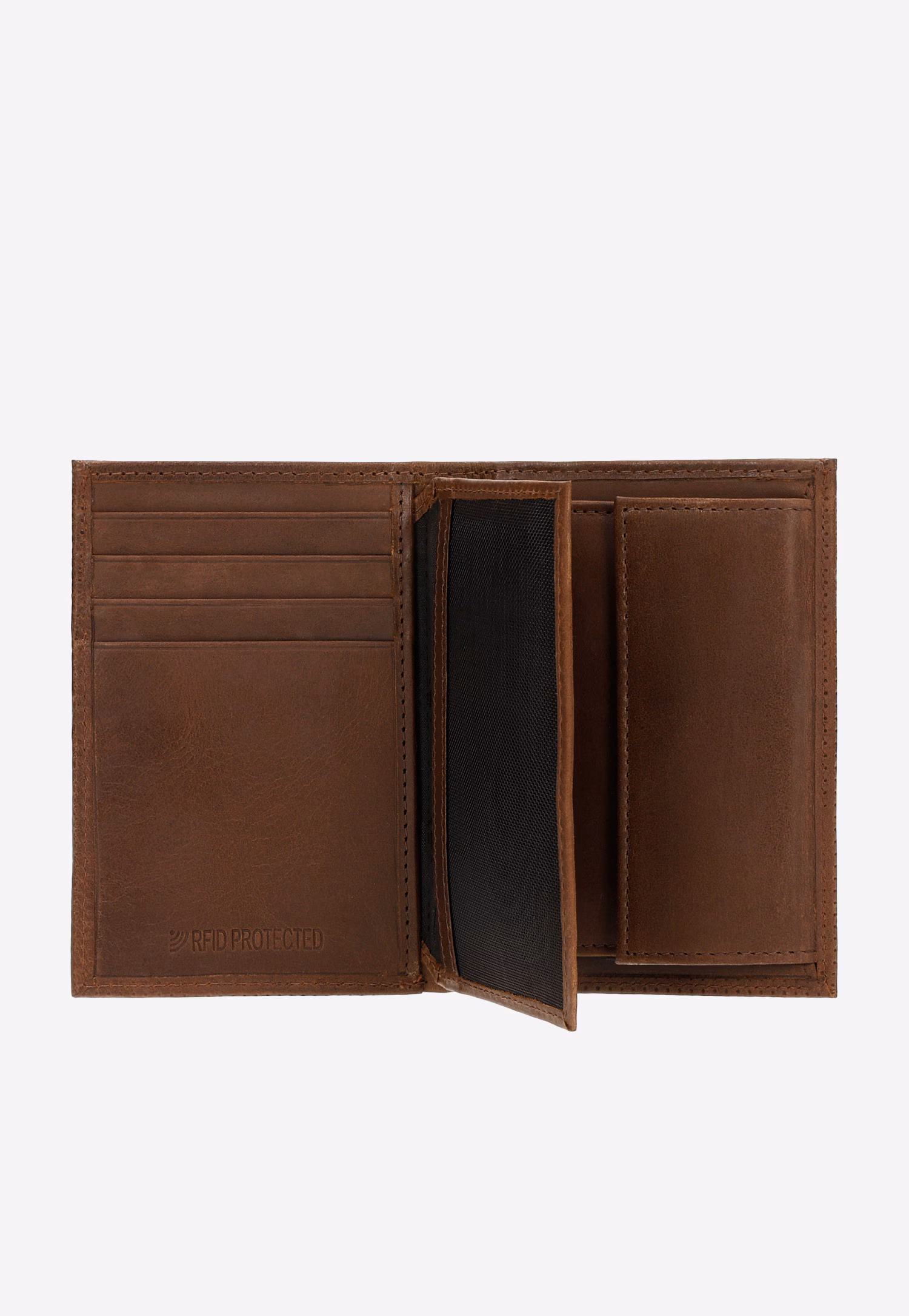 Jasnobrązowy duży portfel męski z teksturowaną skórą