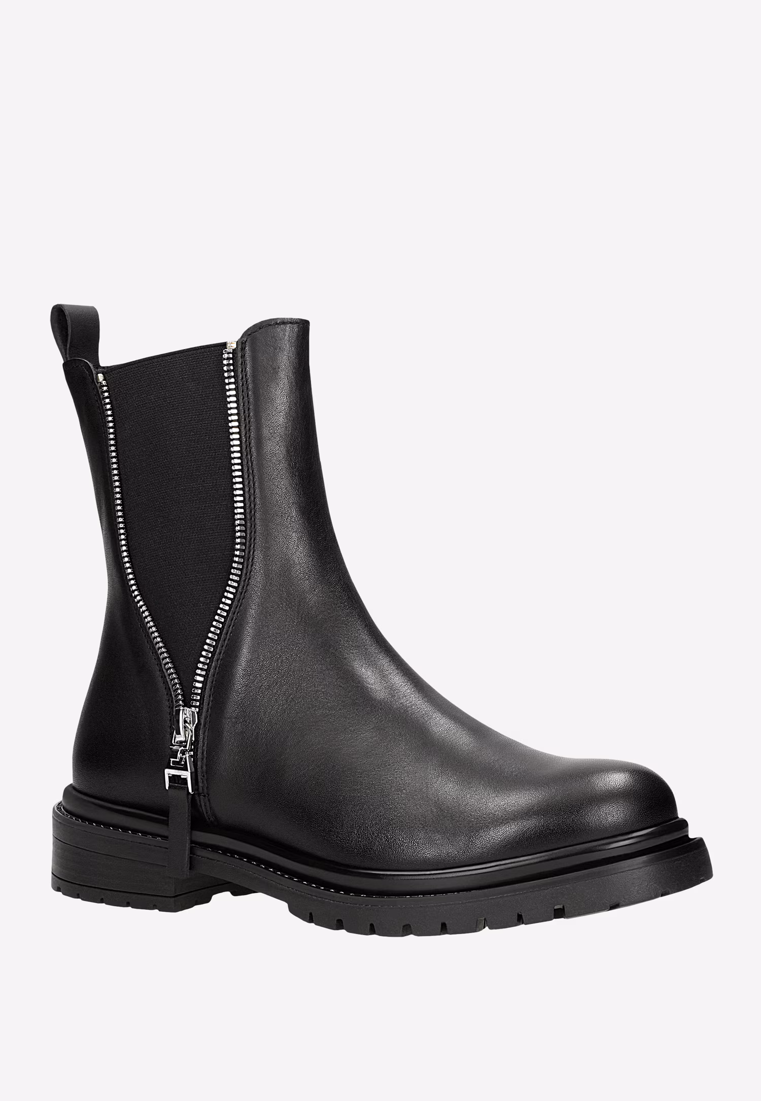 Czarne sztyblety damskie z ozdobnym zamkiem