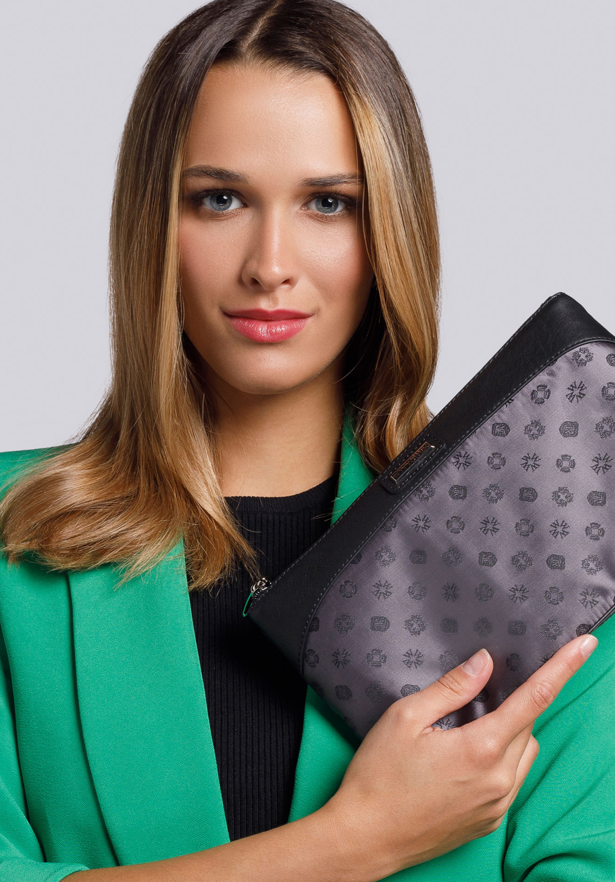 Torebka crossbody z żakardu z monogramem i skóry