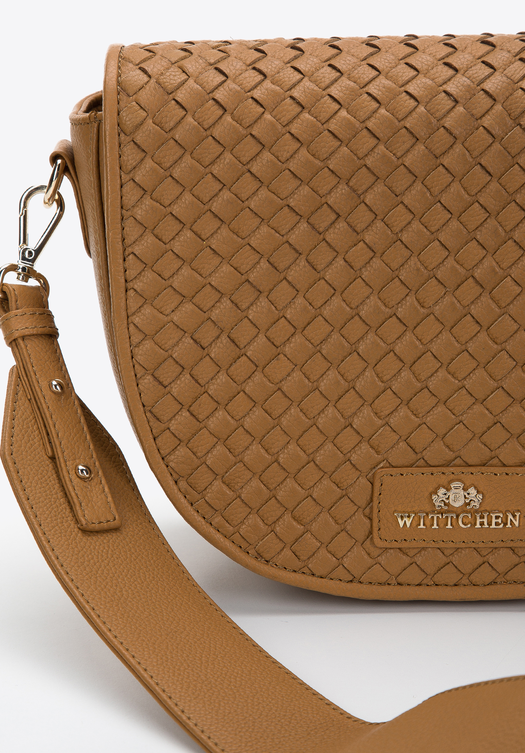 Damska listonoszka skórzana z plecionką na przodzie