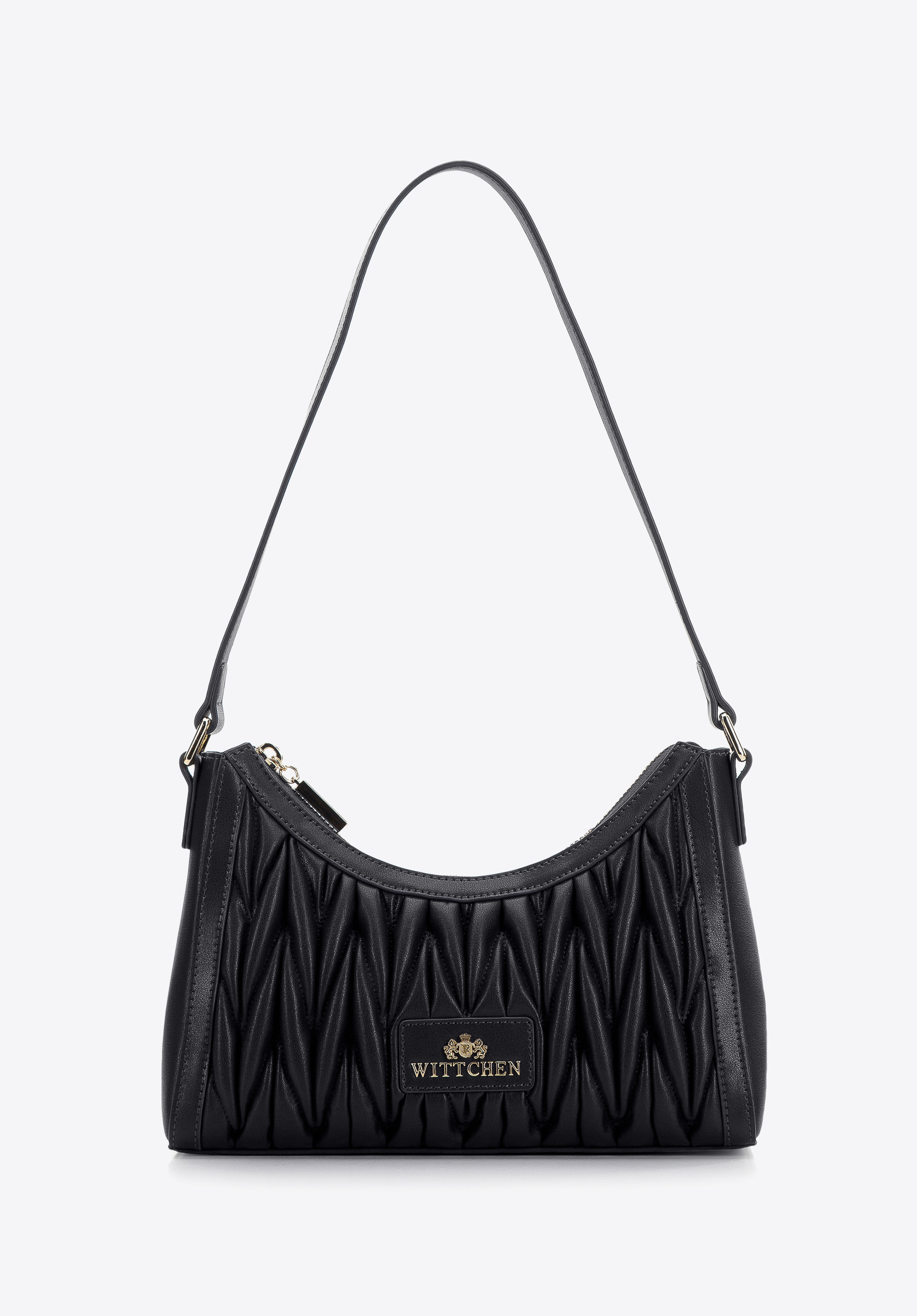 Damska torebka bagietka skórzana z marszczeniem