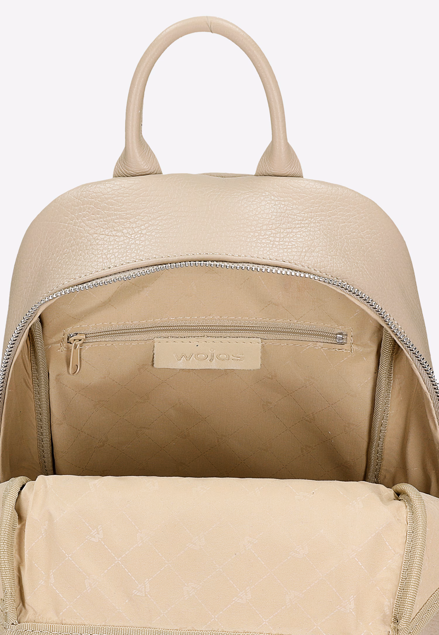 Pojemny beżowy plecak miejski ze skóry licowej