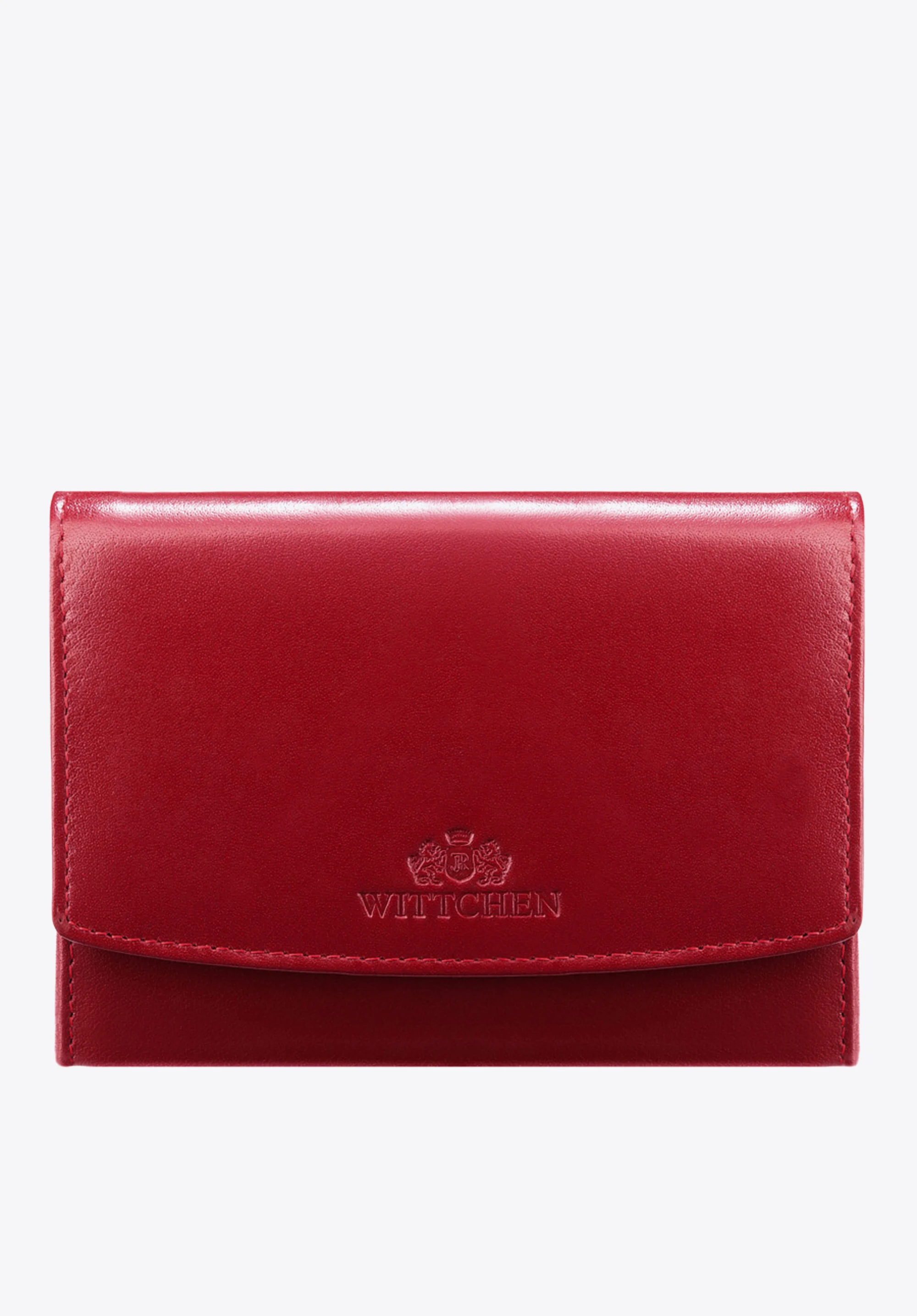 Damski portfel z gładkiej skóry na zatrzask średni